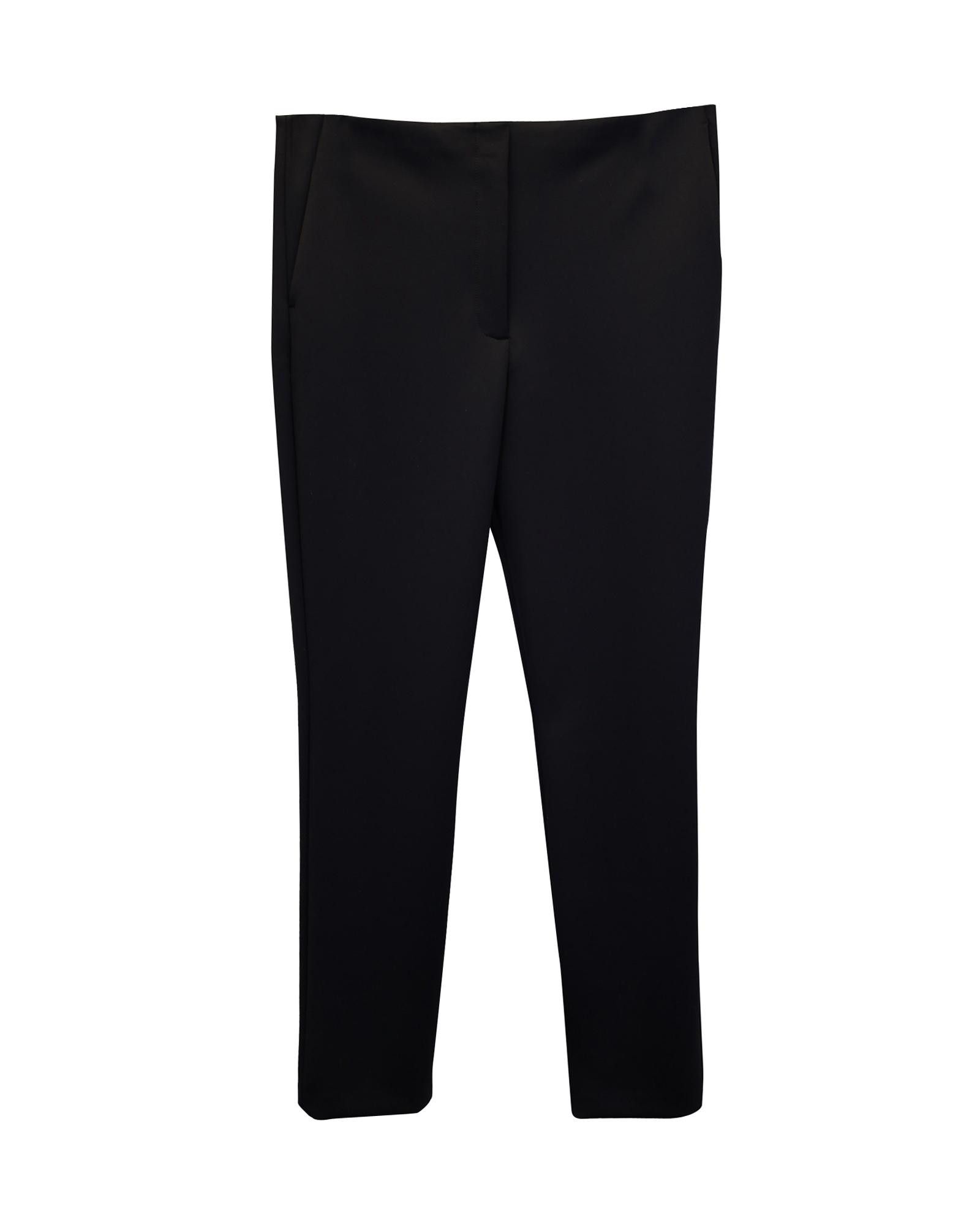 Image of Theory Black Tech Knit Slim-Fit Trousers With Concealed Front Fastening, Women's (Size 30)