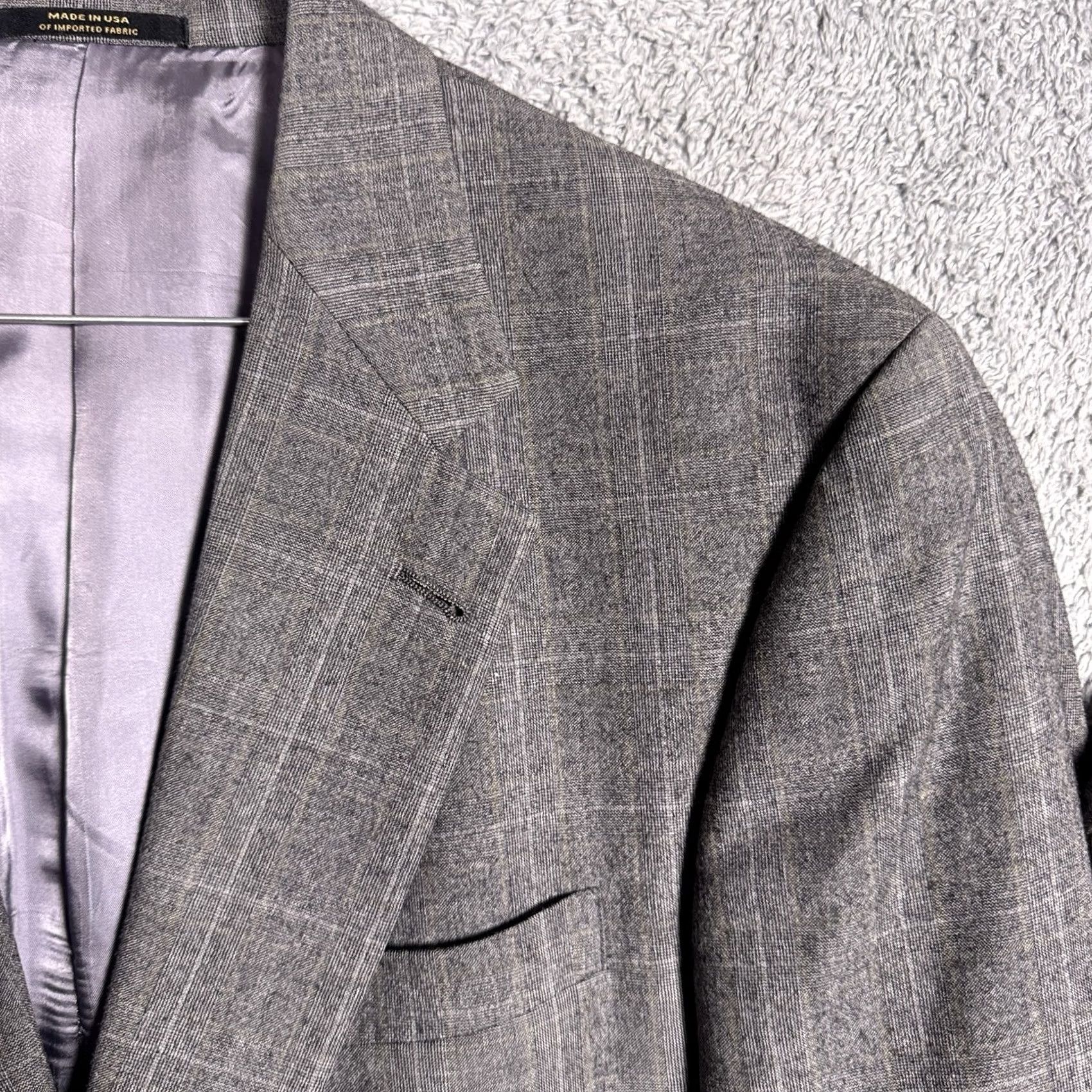 Hart Schaffner Marx Hart Schaffner Marx Suit Men 42R 34x28 Raised Napped Wool Gray Trumpeter Gold Size 42R - 5 Thumbnail