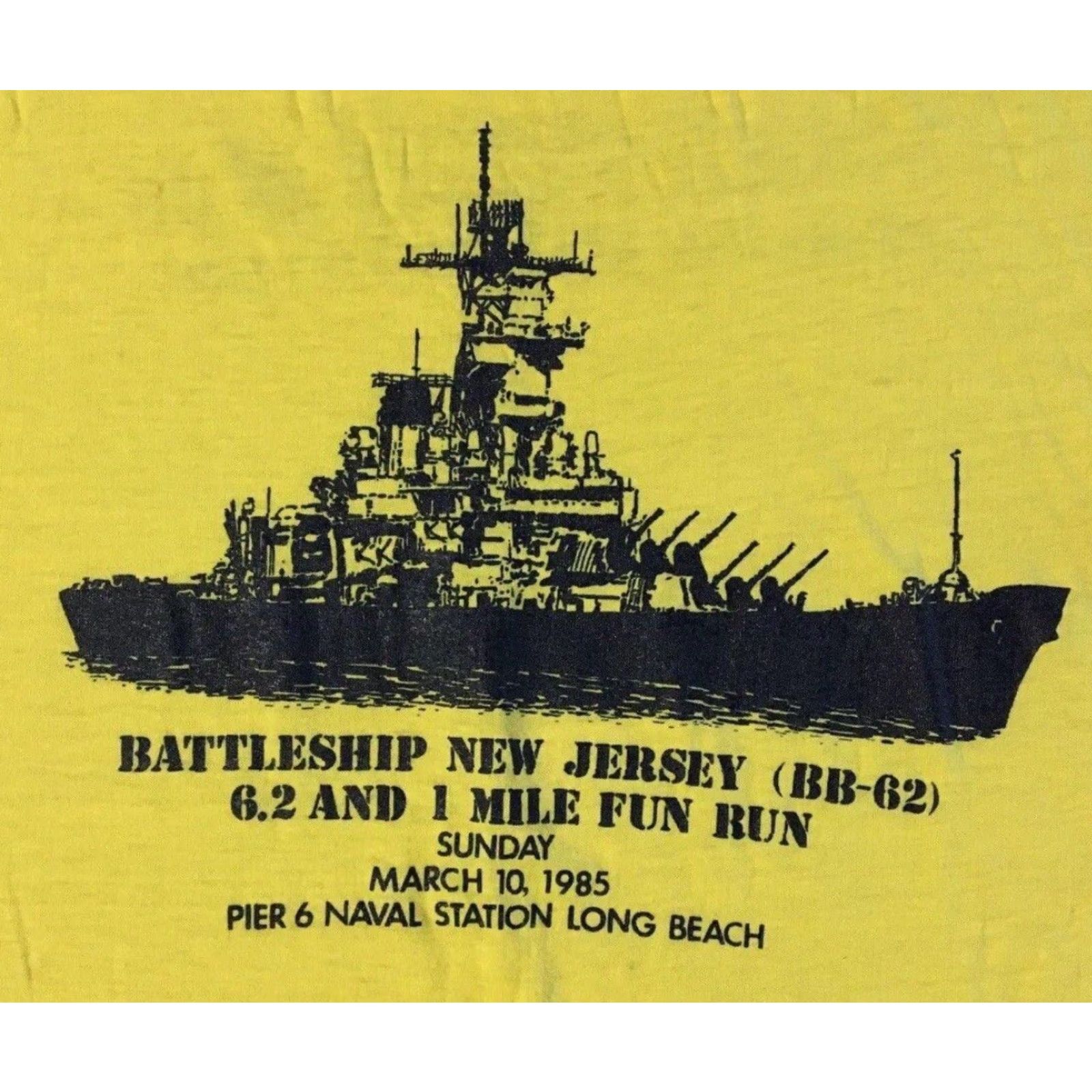 Vintage Vtg 80s US Navy Battleship New Jersey Marathon Shirt S Military Army Ship Grunge Size US S / EU 44-46 / 1 - 3 Thumbnail