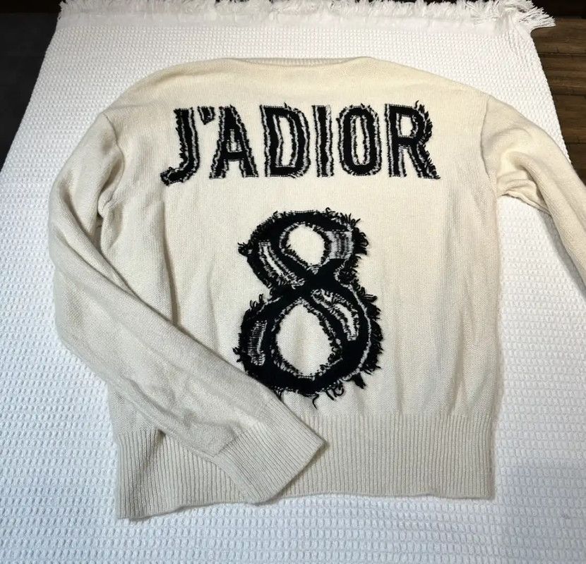 Dior Dior White Cashmere Sweater with J'adior 8 0089 Size M / US 6-8 / IT 42-44 - 1 Thumbnail