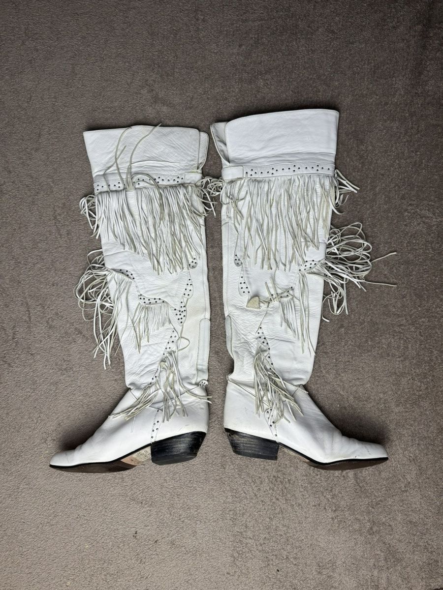 Cowboy Equipment Ibinka Vintage 1980 Western Cowboy Suede Leather Boots Size US 7 / IT 37 - 10 Thumbnail