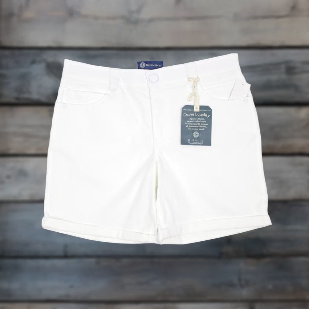 Vintage VINTAGE Democracy Jeans Women's Ab Solution 7" Denim Shorts Cuffed 14 White B471ZS0W Size 36" / US 14 / IT 50 - 1 Thumbnail