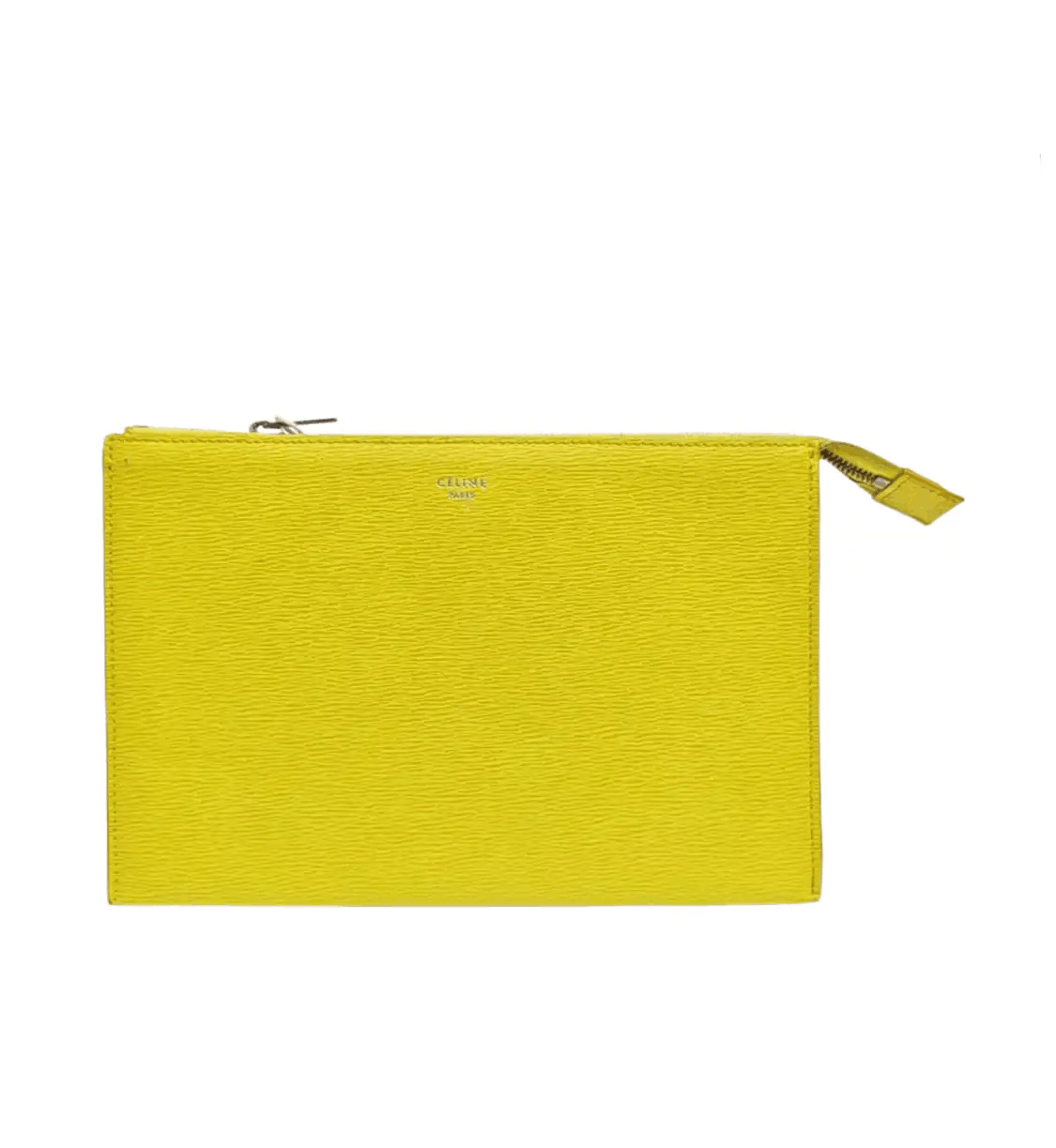 Celine Yellow Cowhide Leather Clutch Silver Hardware, Women's