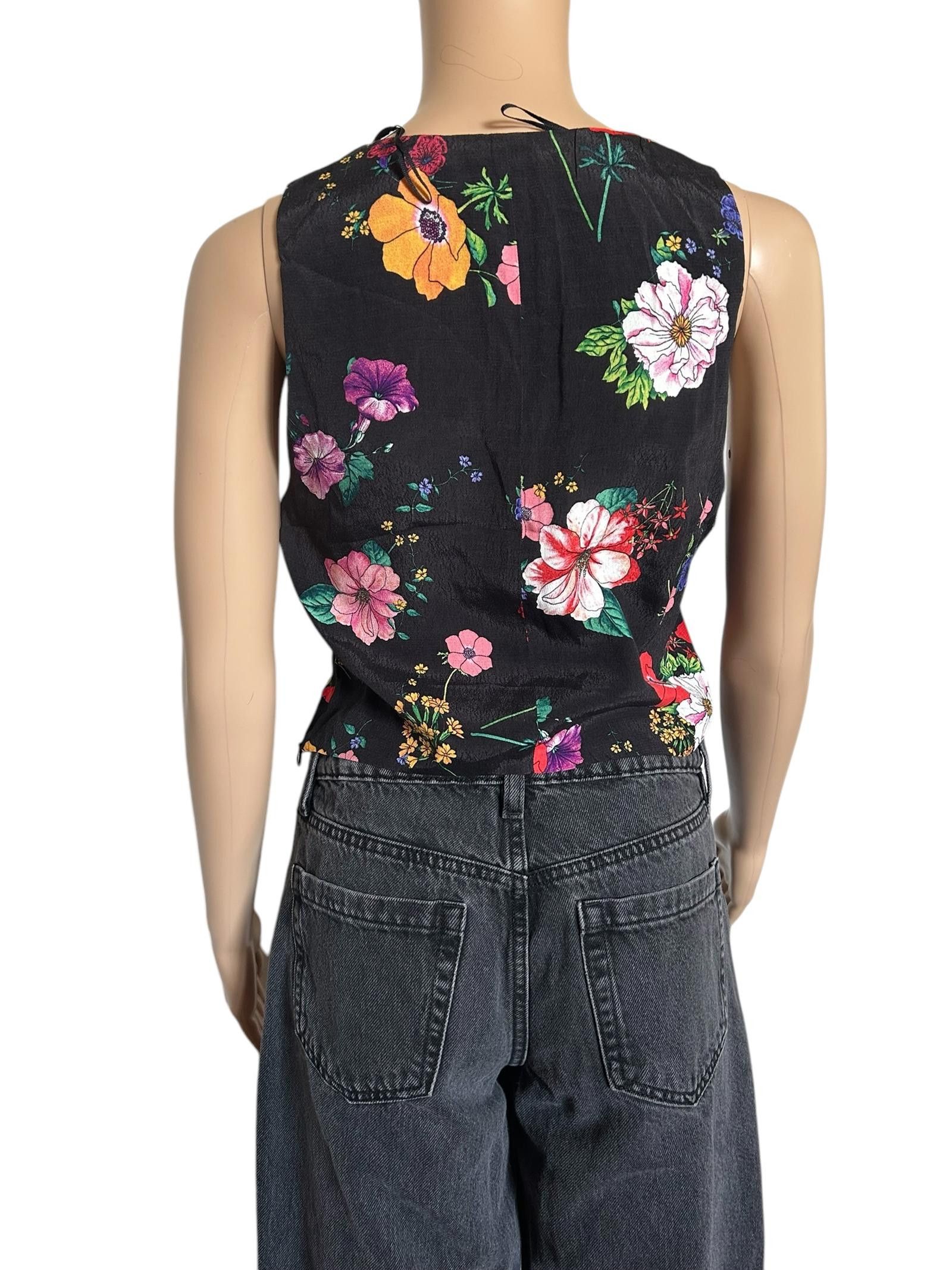 Zara Floral Tie-Front Top - Elegant Summerwear Size XS / US 0-2 / IT 36-38 - 3 Thumbnail