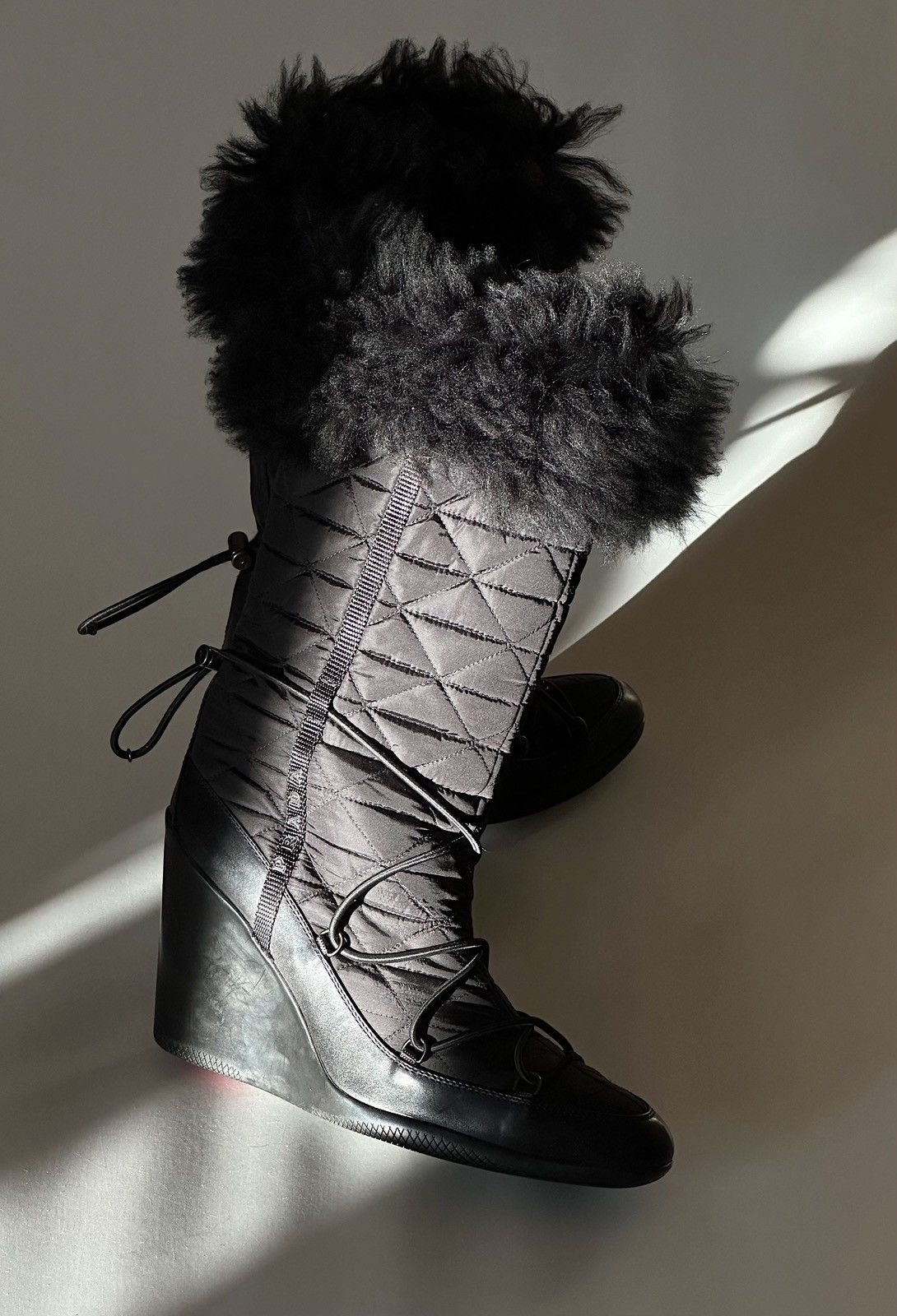 Prada *sz39.5* PRADA 2004 Fur Wedge Padded Boots Vintage rap shoes Size US 9.5 / IT 39.5 - 20 Thumbnail