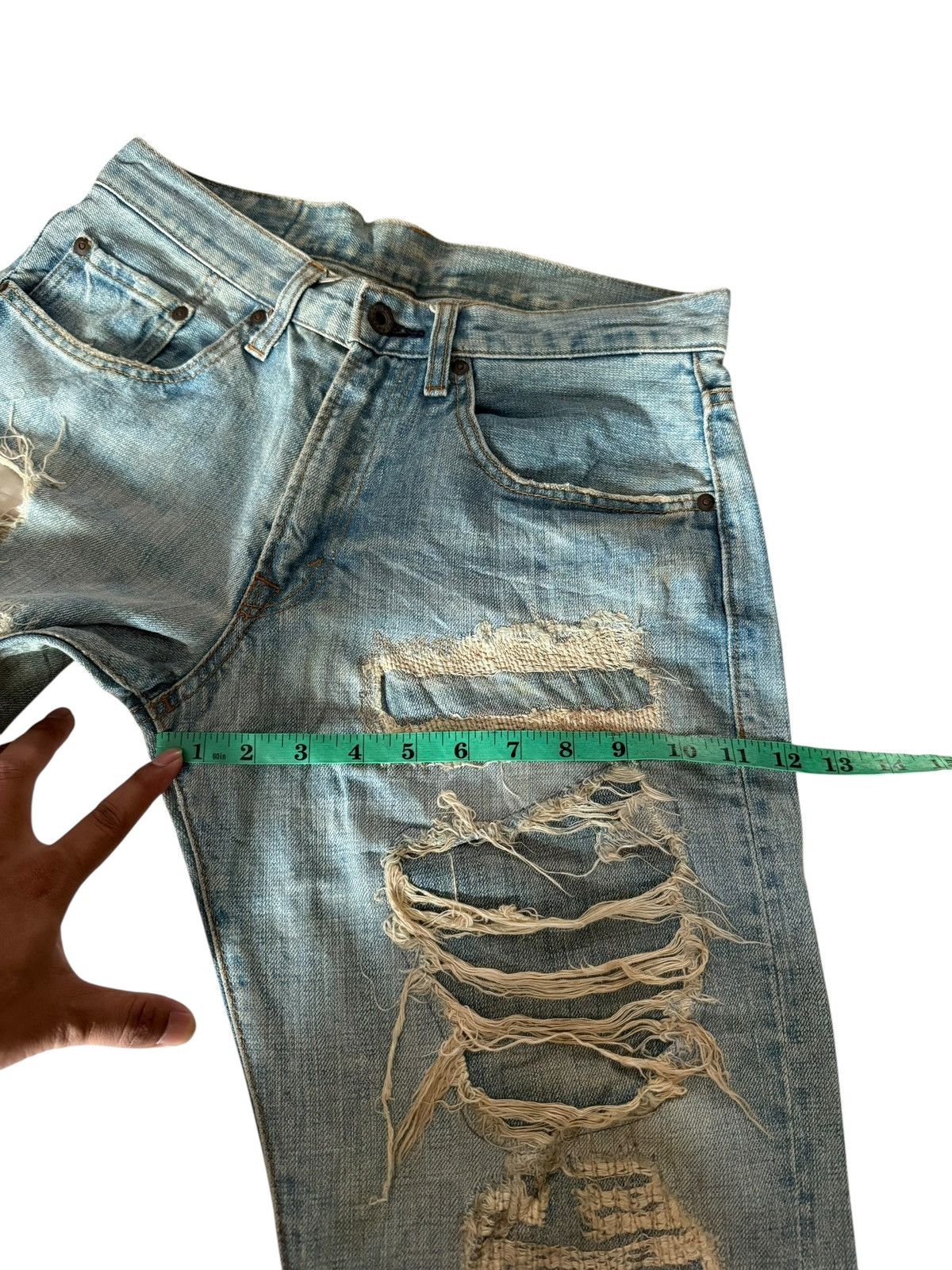 Japanese Brand Japanese Ykk New Max Faded Distressed Rare Design Denim Size US 29 - 20 Thumbnail