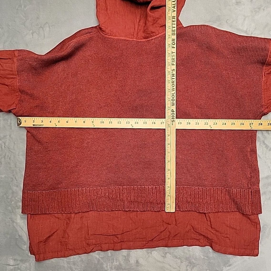 Rusty Sunday St Tropez Jacket Womens XL Rust Red Knit Zip Hooded Boho Lagenlook Jacket Size XL / US 12-14 / IT 48-50 - 7 Thumbnail
