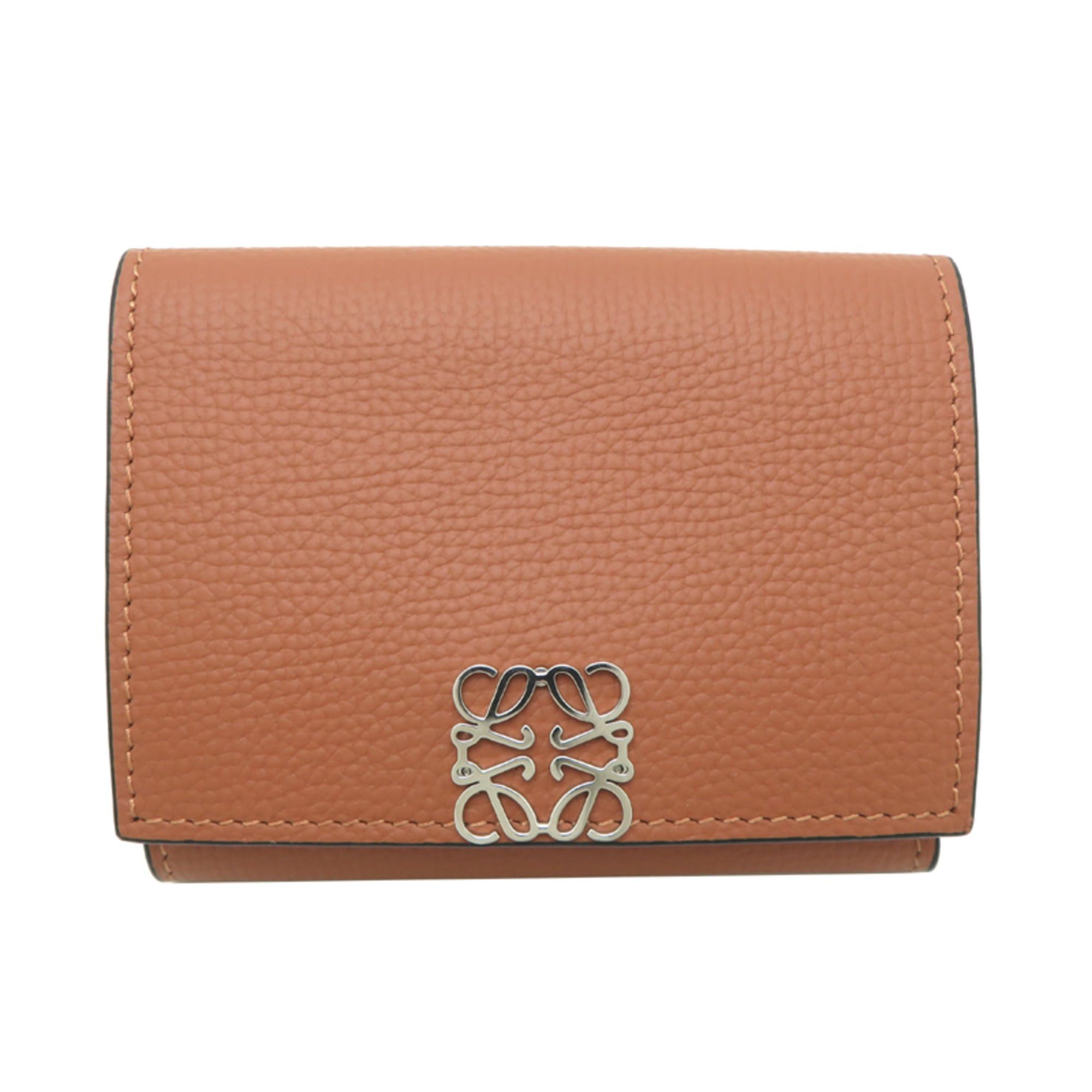 Loewe Loewe Anagram Trifold Compact Wallet, Women's Tri-fold Leather Brown Size ONE SIZE - 1 Thumbnail