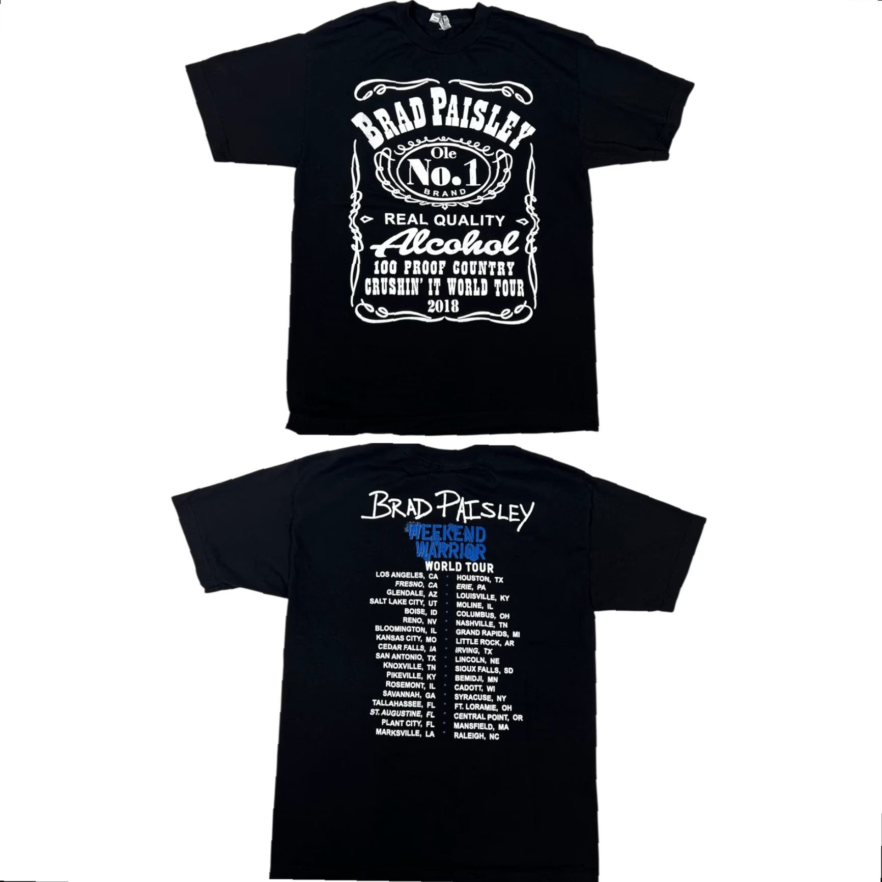 Vintage Brad Paisley Alcohol Shirt Mens M Black Weekend Warrior World Tour 2018 T-Shirt Graphic Print Concert Tour Mens Black Size US M / EU 48-50 / 2 - 2 Thumbnail