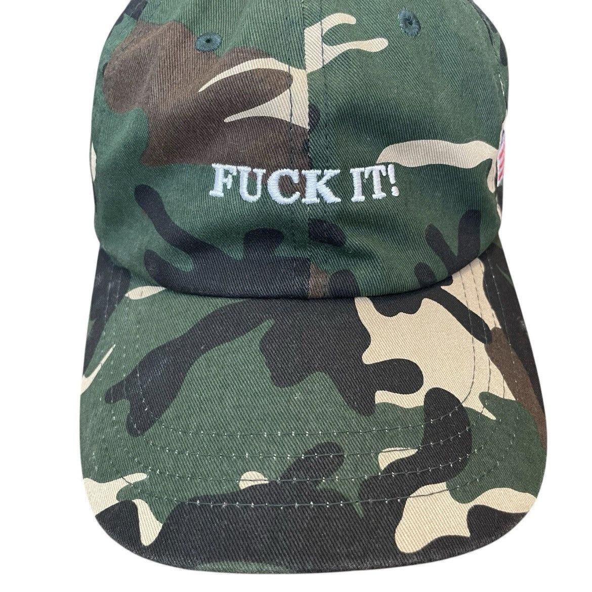 Huf HUF “F*CK IT!” Camo Strapback Hat USA Flag Patch OSFM Size ONE SIZE - 3 Thumbnail