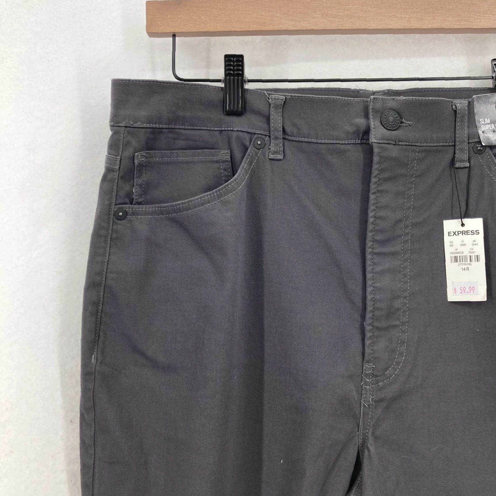Express Express Pants Women's 14 Slim Straight Gray High Rise 5-Pocket NWT Stretch Size 36" / US 14 / IT 50 - 3 Thumbnail