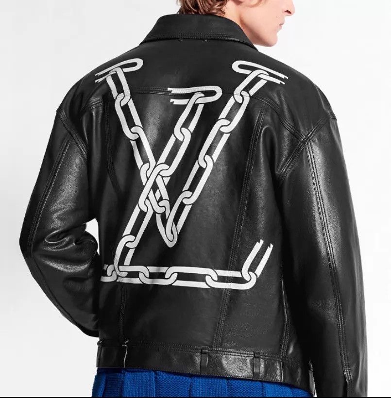Louis Vuitton LV Black Back Large Logo Leather Jacket 48 95 New Size US M / EU 48-50 / 2 - 5 Thumbnail
