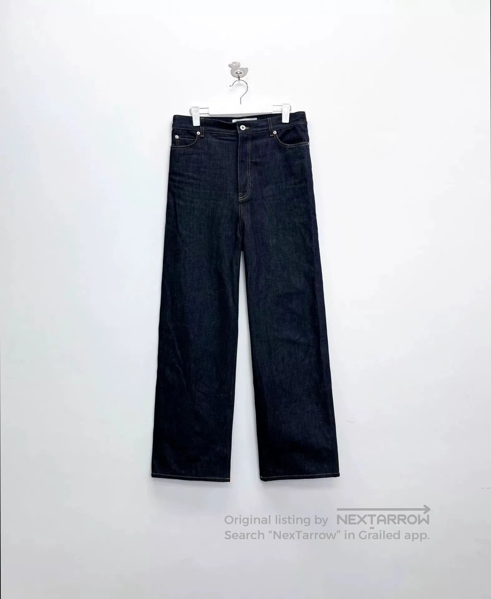 Loewe Loewe Dark Blue Oversized Flared Leather Patch Jeans. Size US 30 / EU 46 - 2 Thumbnail