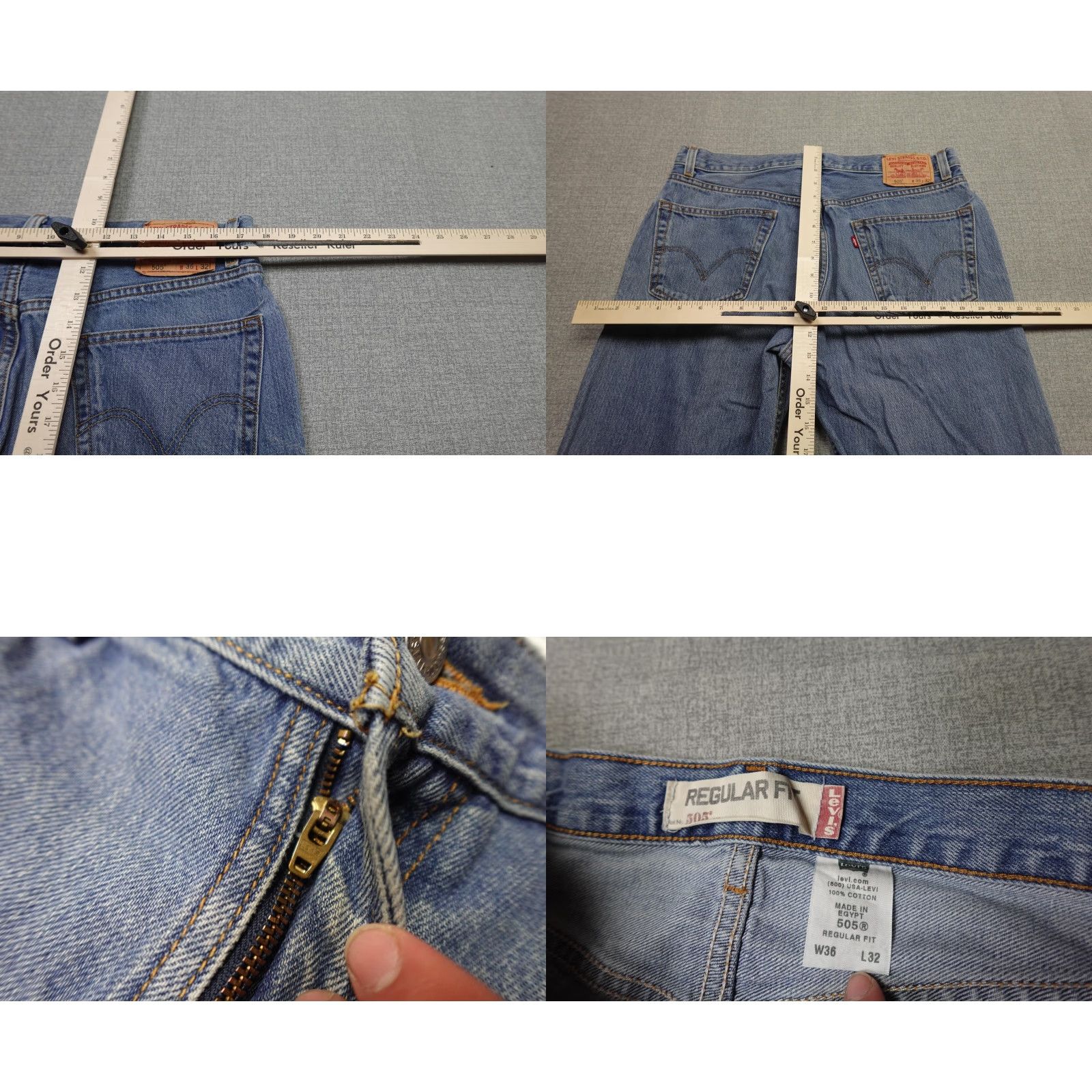 Levi's Levi’s 505 Jeans Mens 36x32 Blue Regular Fit Denim Medium Wash Straight Leg Y2K Regular Mens Leather Patch Pockets Zipper Fly Cotton Vintage No Size US 36 / EU 52 - 8 Thumbnail