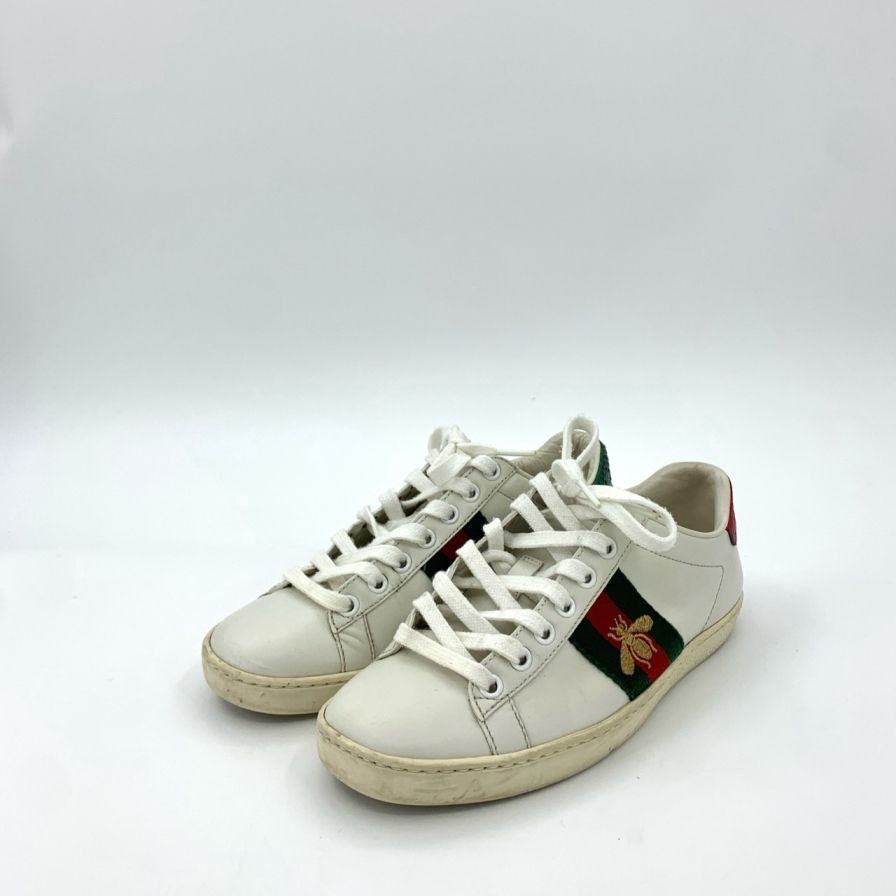 Gucci Gucci Ace Series Embroidered Leather Lace-Up Sneakers in Whi Size US 5.5 / IT 35.5 - 9 Thumbnail