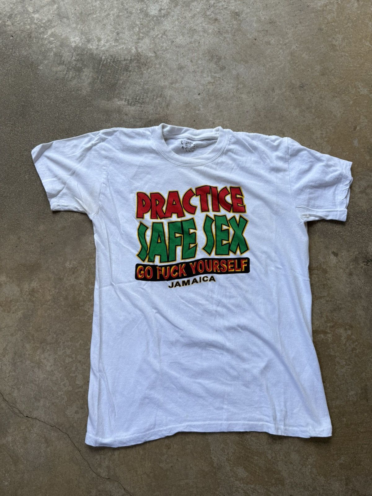 Other Safe Sex Go F**K Yourself Humor Jamaica T-Shirt - M - 90s Size US M / EU 48-50 / 2 - 3 Thumbnail