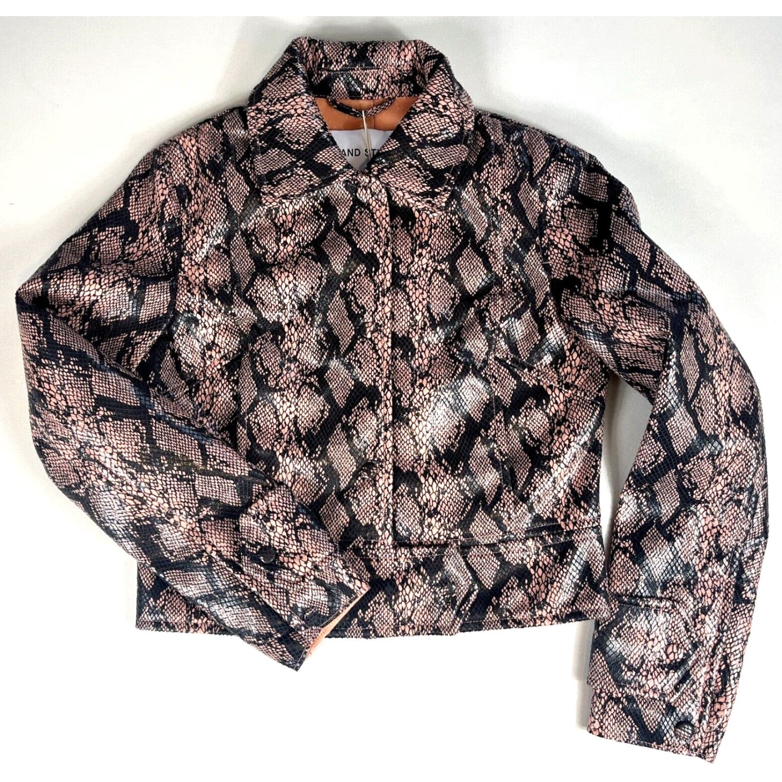 STAND STUDIO Stand Studio Erin Jacket XS Peach Snake - NWT - Faux Snake - Women's Biker Jacket, Short Length, Long Sleeve, Collared, Pockets, City Designer Size XS / US 0-2 / IT 36-38 - 5 Thumbnail