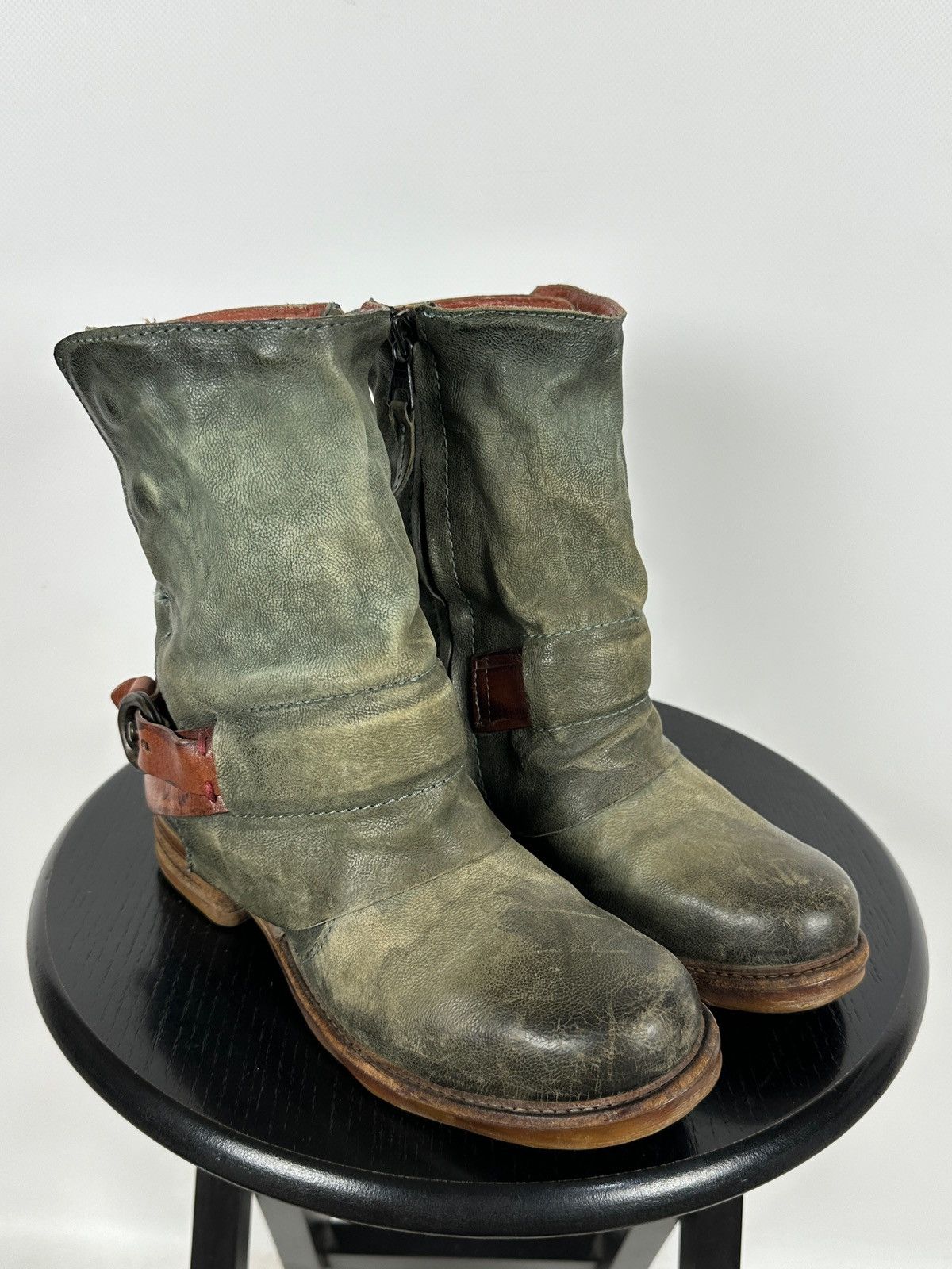 A.S.98 A.S.98. Airstep Leather Biker Ankle Buckle Strap Boots Size US 6 / IT 36 - 6 Thumbnail