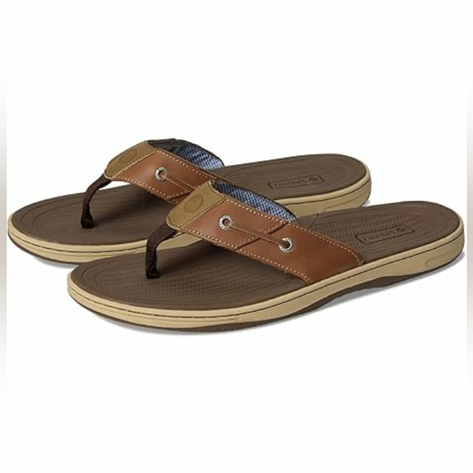 MenS Sperry Topsiders Leather Flip Flops 8 Shoes in Brown, Men's