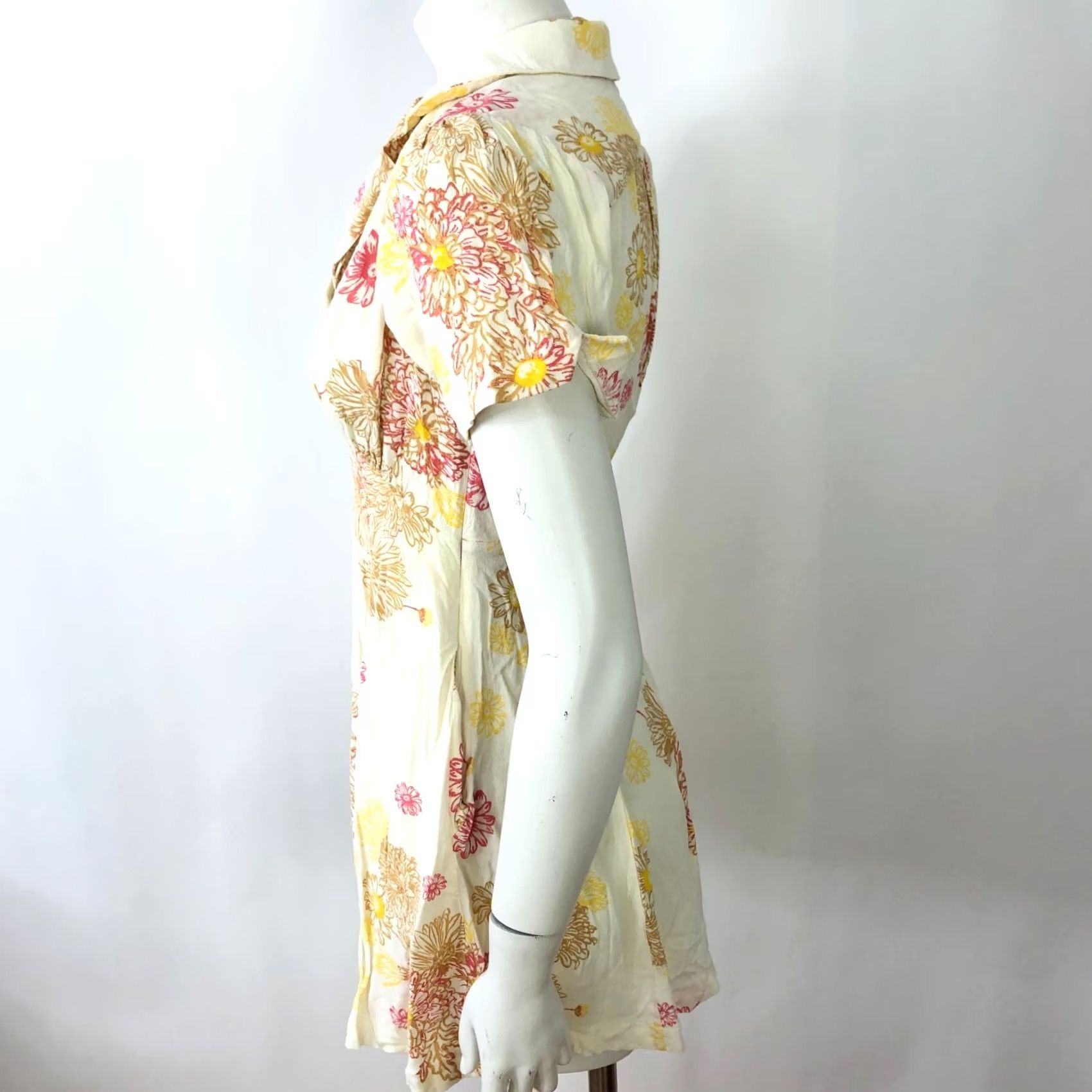 Free People Free People XS A-Line Viscose The Neck Collared Women's Mini Dress Yellow MINT Size XS / US 0-2 / IT 36-38 - 2 Thumbnail