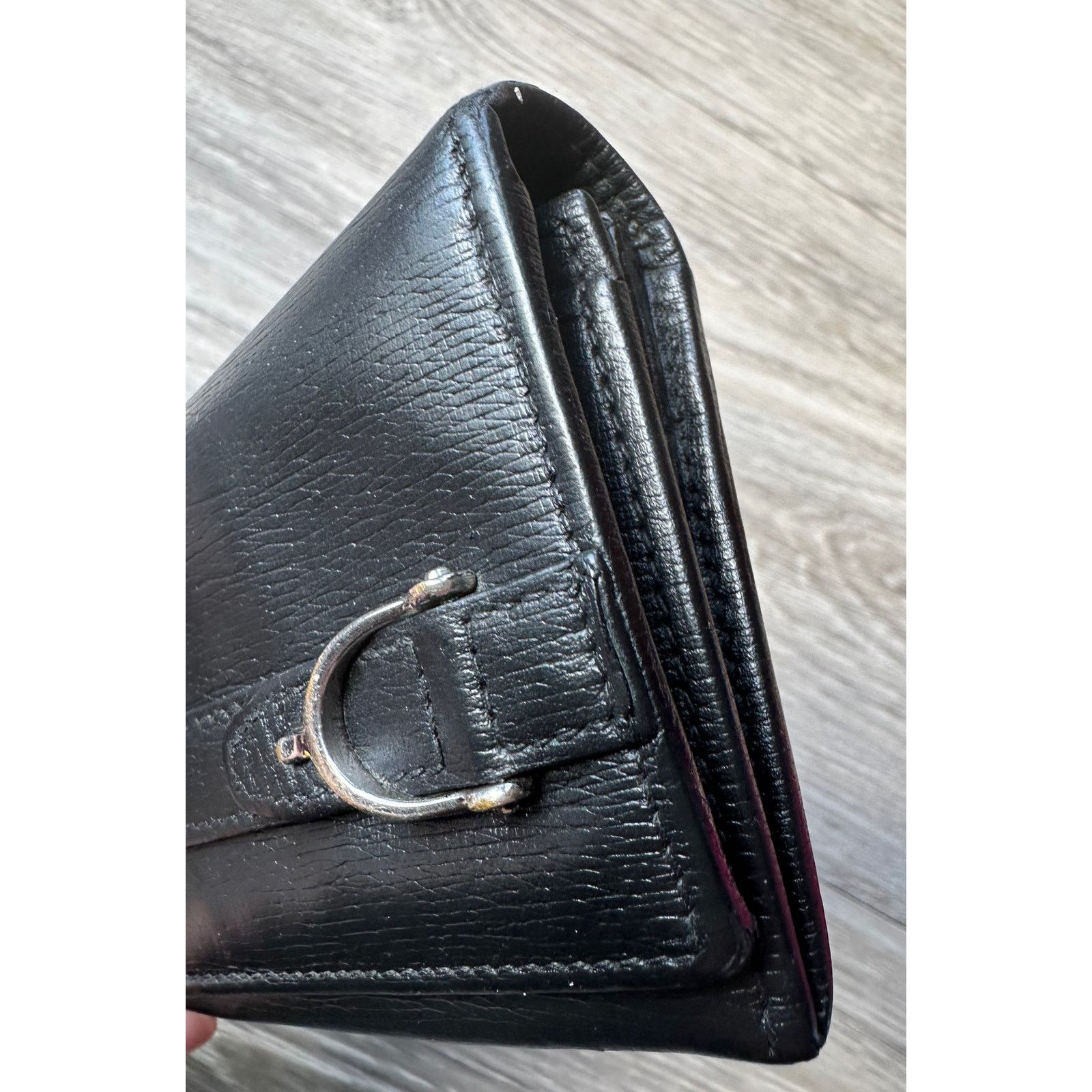 Gucci Gucci Black Long Bifold Wallet with Silver Belt Buckle Size ONE SIZE - 13 Thumbnail