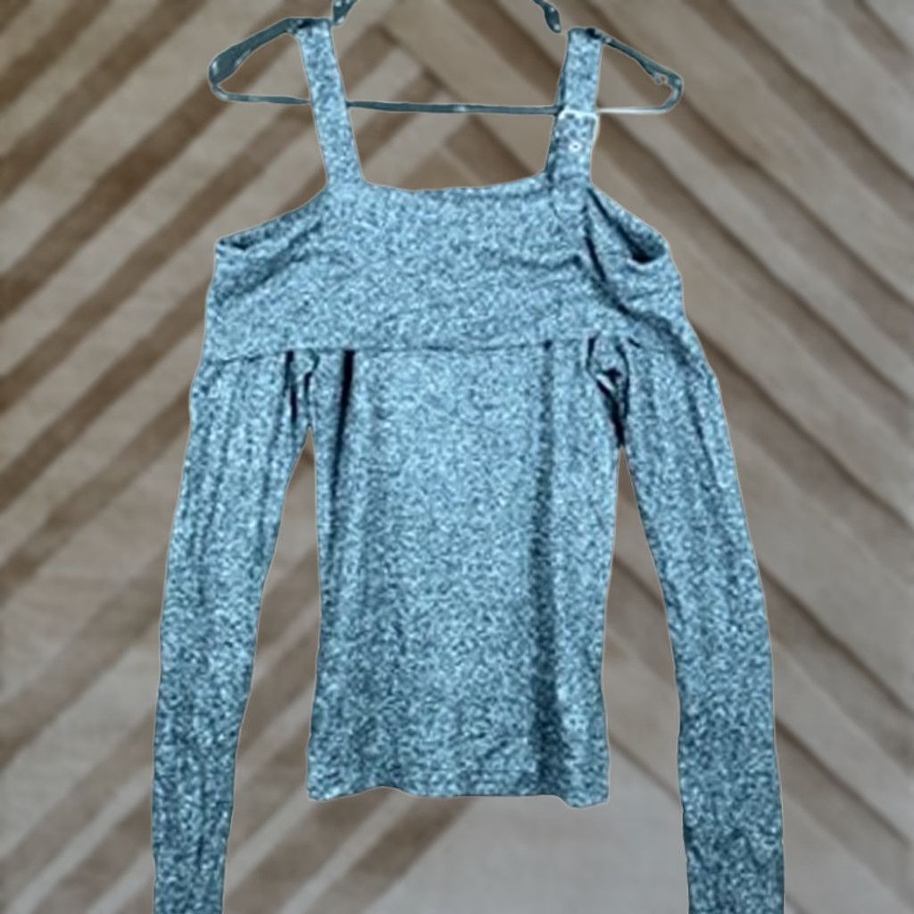 Express Express Womens Sweater Cold Shoulder A line Long Sleeve Stretch M Gray Black Ladies Pullover Size M / US 6-8 / IT 42-44 - 1 Thumbnail