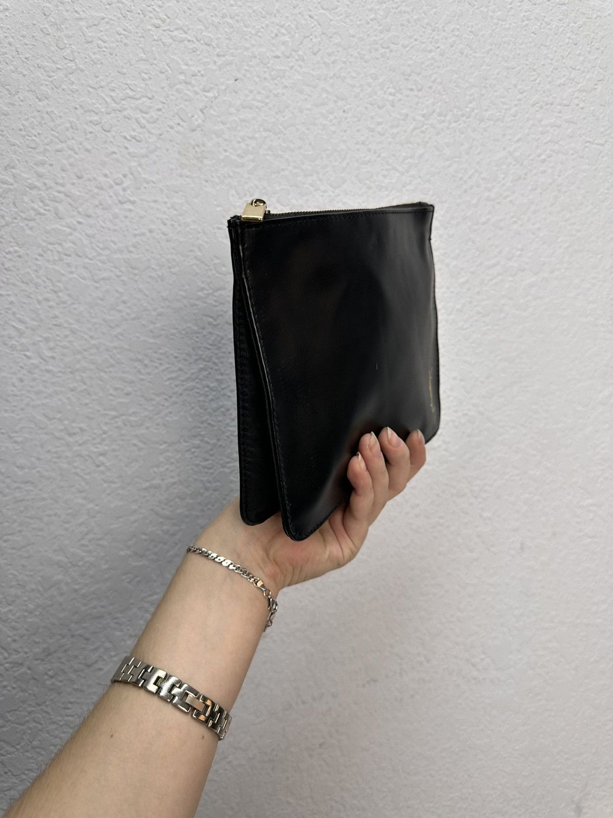 Yves Saint Laurent Yves Saint Laurent Black Leather Clutch Pouch 17x20cm Size ONE SIZE - 3 Thumbnail