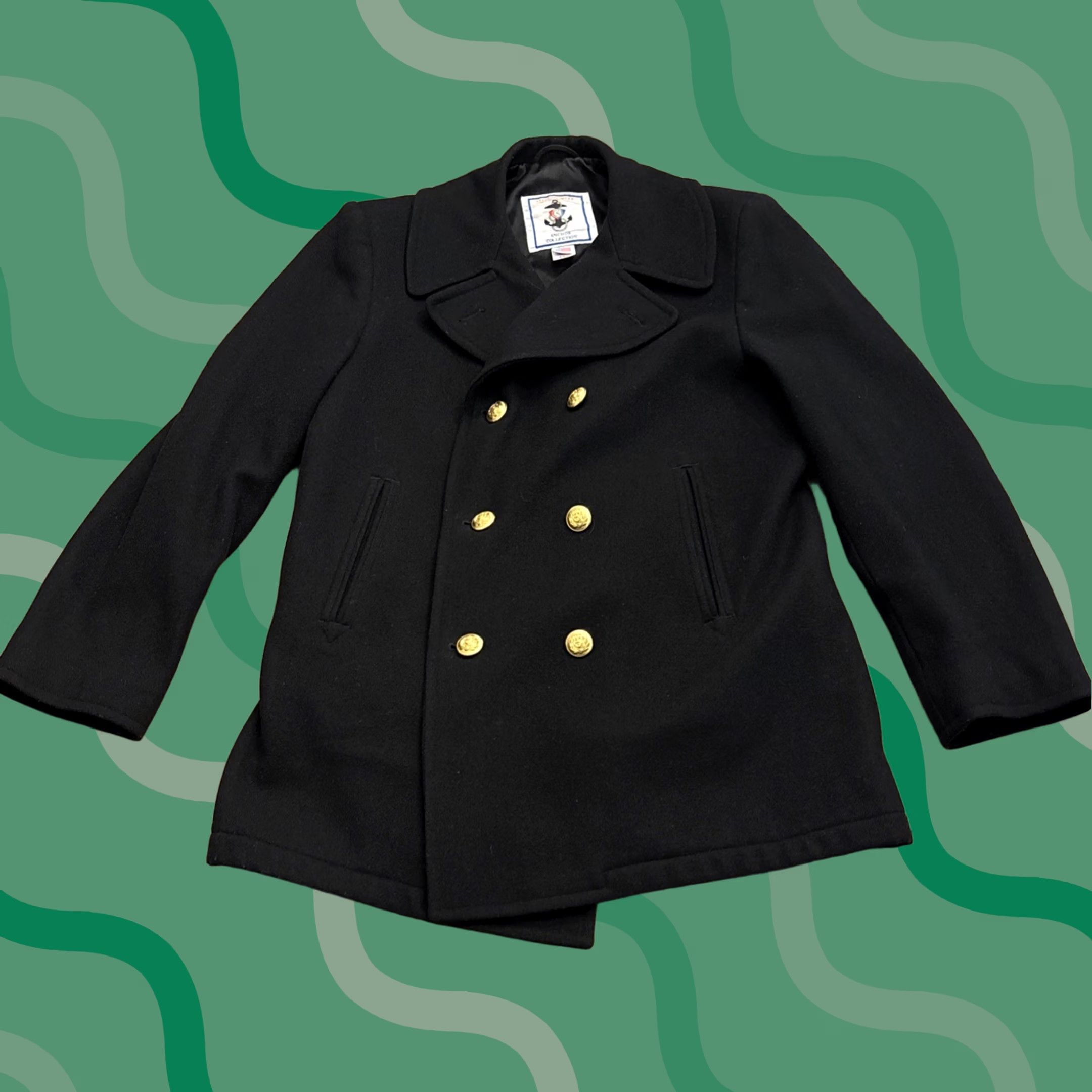 Vintage VINTAGE Sterlingwear Of Boston 100% Wool Peacoat Mens 40R Midshipmen Reefer Military Navy Black Wool Coat Mens Size US XXS / EU 40 - 1 Thumbnail
