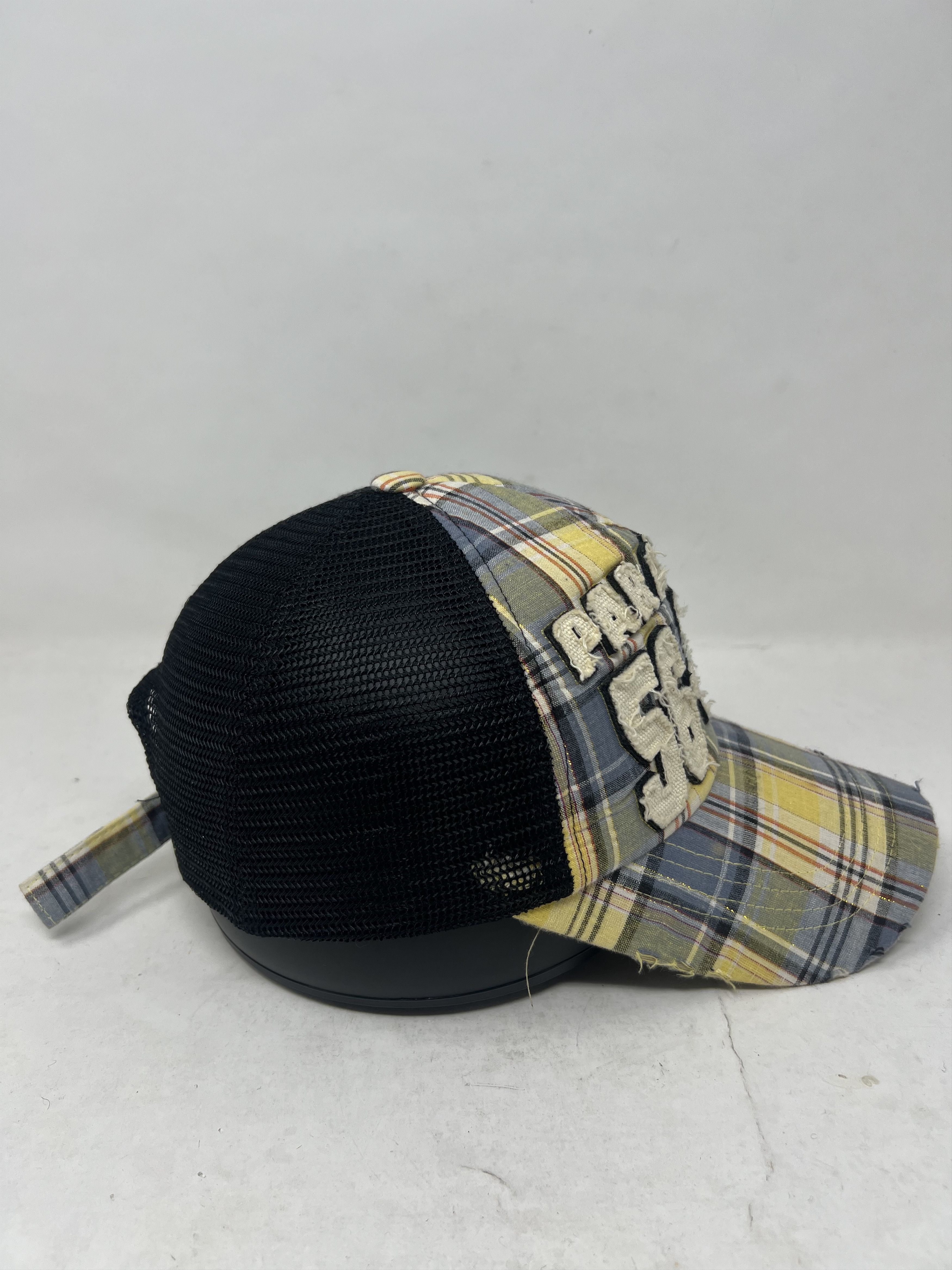 20471120 Distressed Plaid Pattern Trucker Hat Size ONE SIZE - 4 Thumbnail