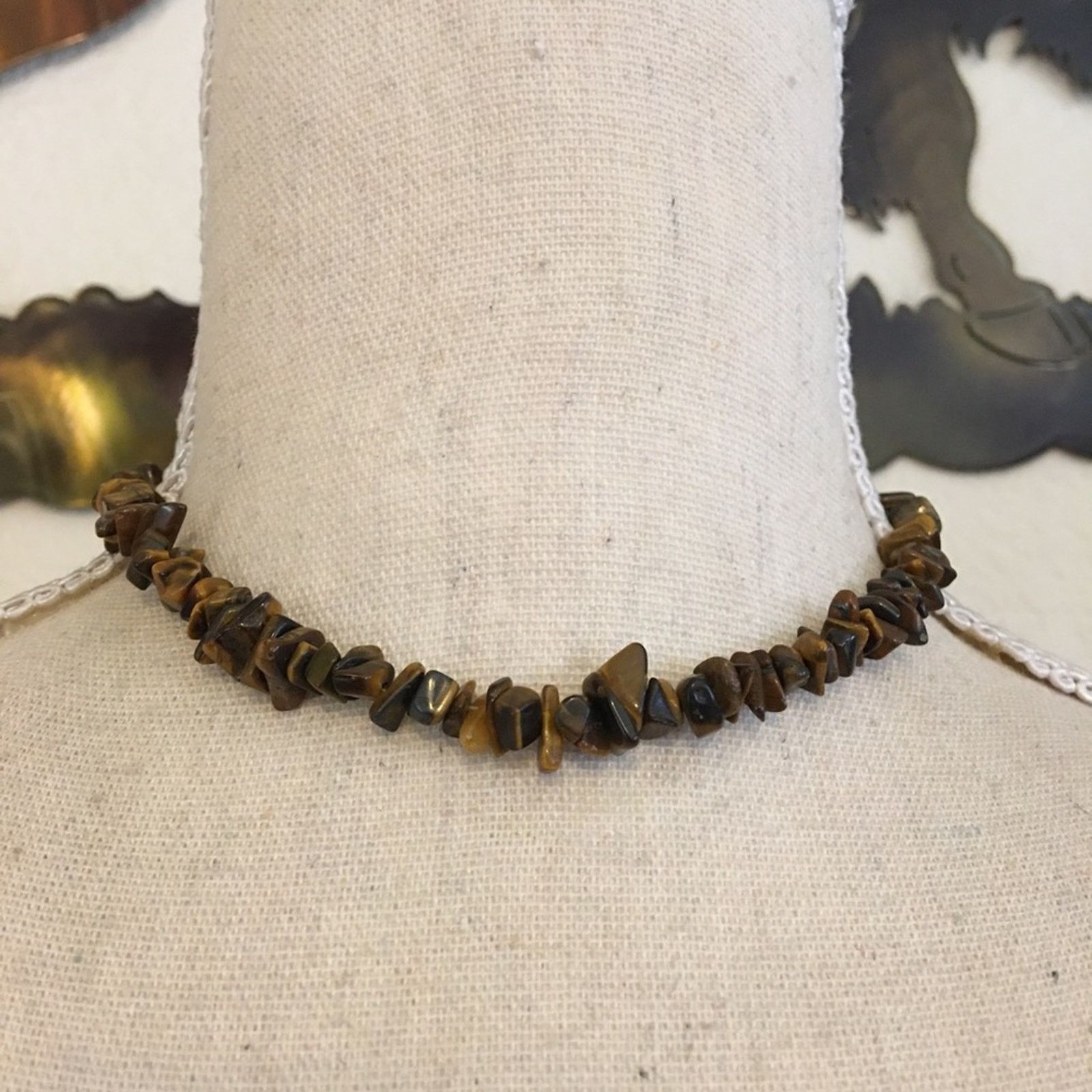 Jewelry Natural tigers eye bead choker necklace Size ONE SIZE - 1 Thumbnail