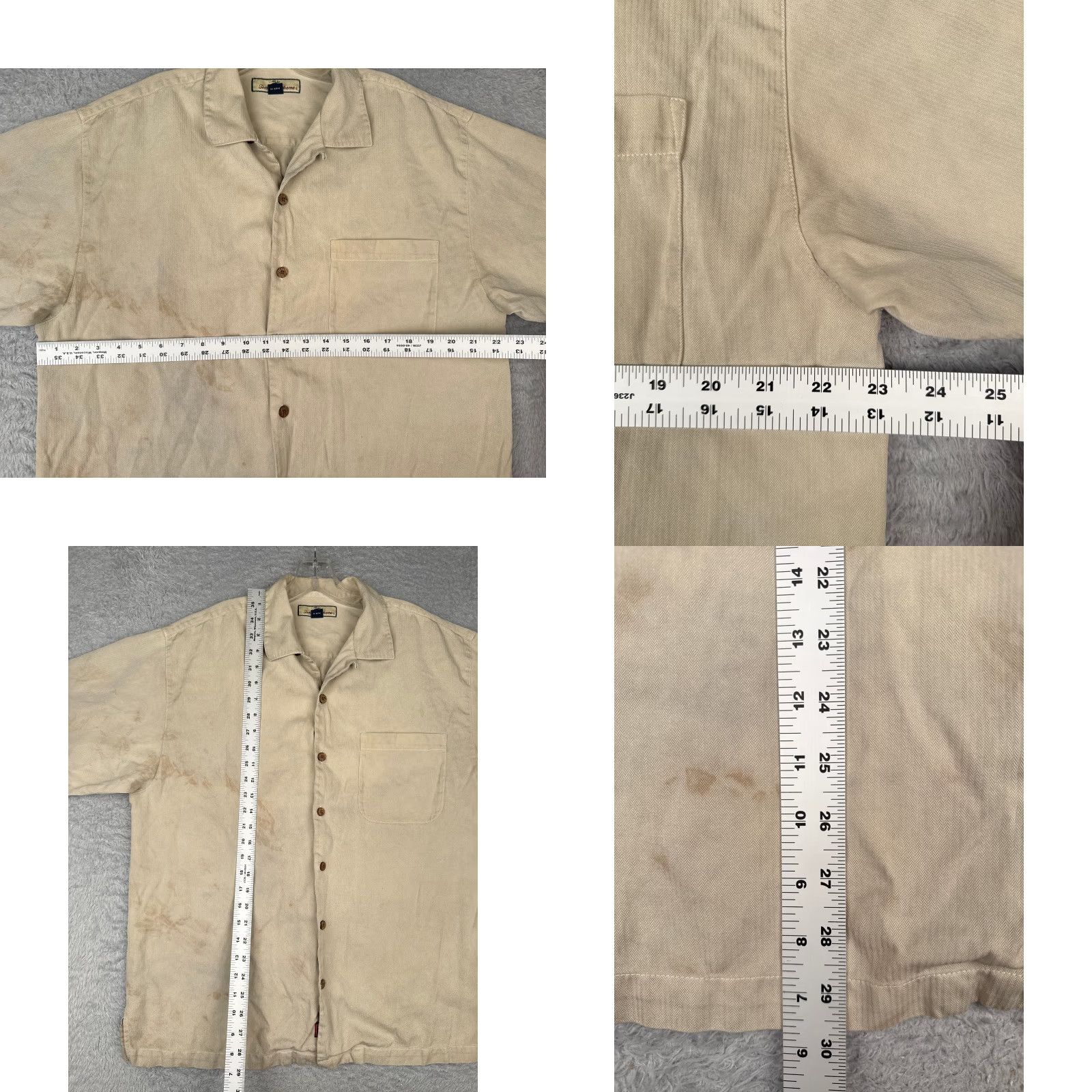 Tommy Bahama Tommy Bahama Shirt Men Medium Beige Silk Blend Hawaiian Wood Button Up Size US M / EU 48-50 / 2 - 8 Thumbnail