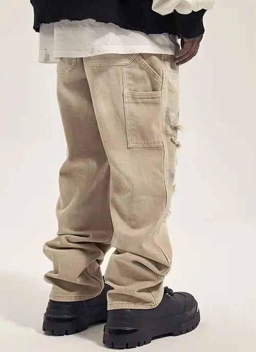 Jean Beige Paint Splatter Distressed Denim Jeans y2k Size US 30 / EU 46 - 5 Thumbnail