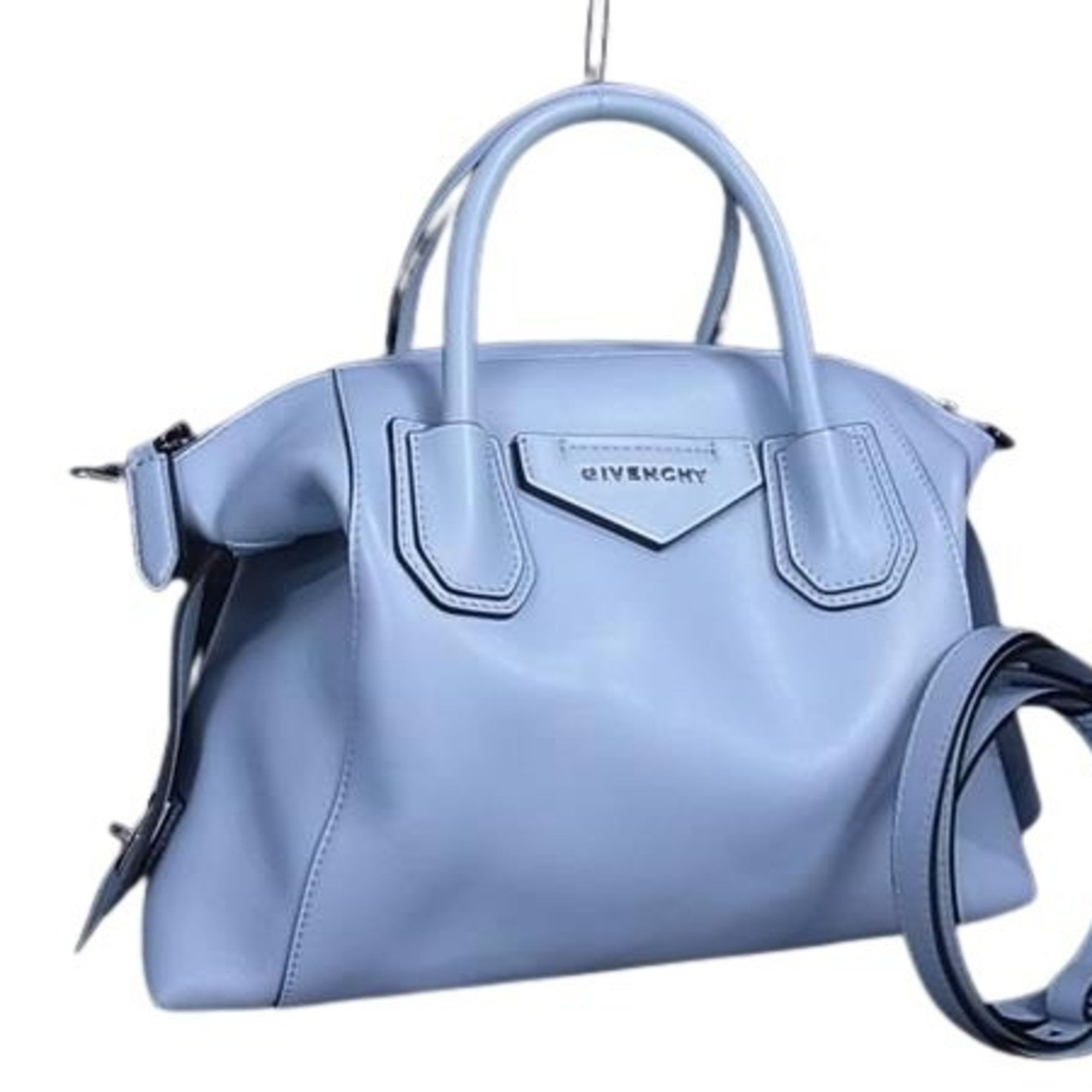 GIVENCHY Antigona Soft Small Handbag in Light Blue Leather for Women