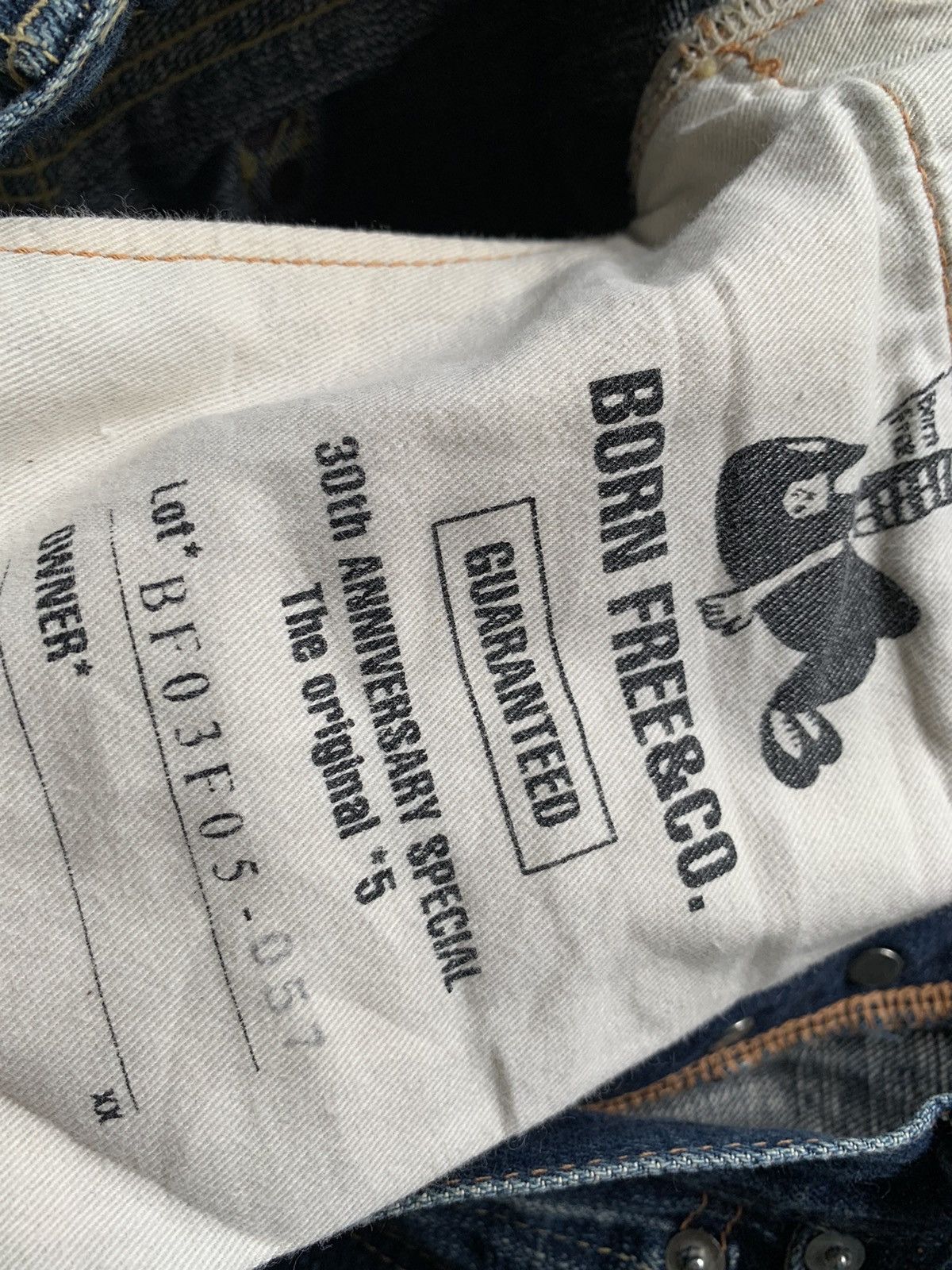 Japanese Brand × Jean BORN FREE 30TH ANNIVERSARY JAPANESE SELVEDGE DENIM Size US 31 - 16 Thumbnail