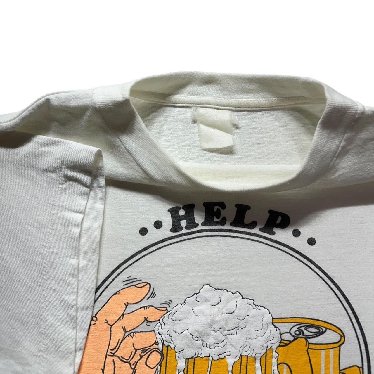 Hanes × Vintage Vintage Help I've Fallen And Cant Reach My Beer 80s T-Shirt Size US L / EU 52-54 / 3 - 4 Thumbnail