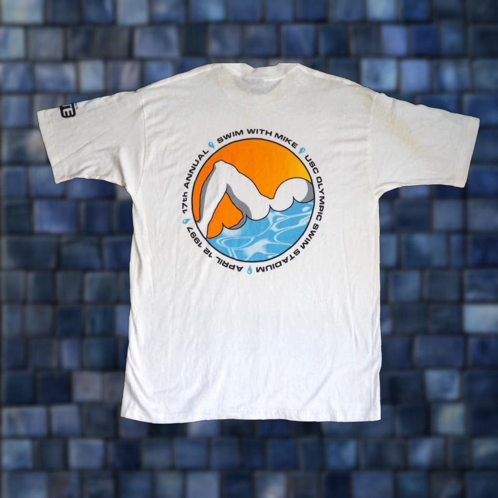 Quiksilver VTG 90s Quiksilver USC Olympic Swim Stadium Phelps White Surf Tee T-Shirt Mens L Size US L / EU 52-54 / 3 - 1 Thumbnail