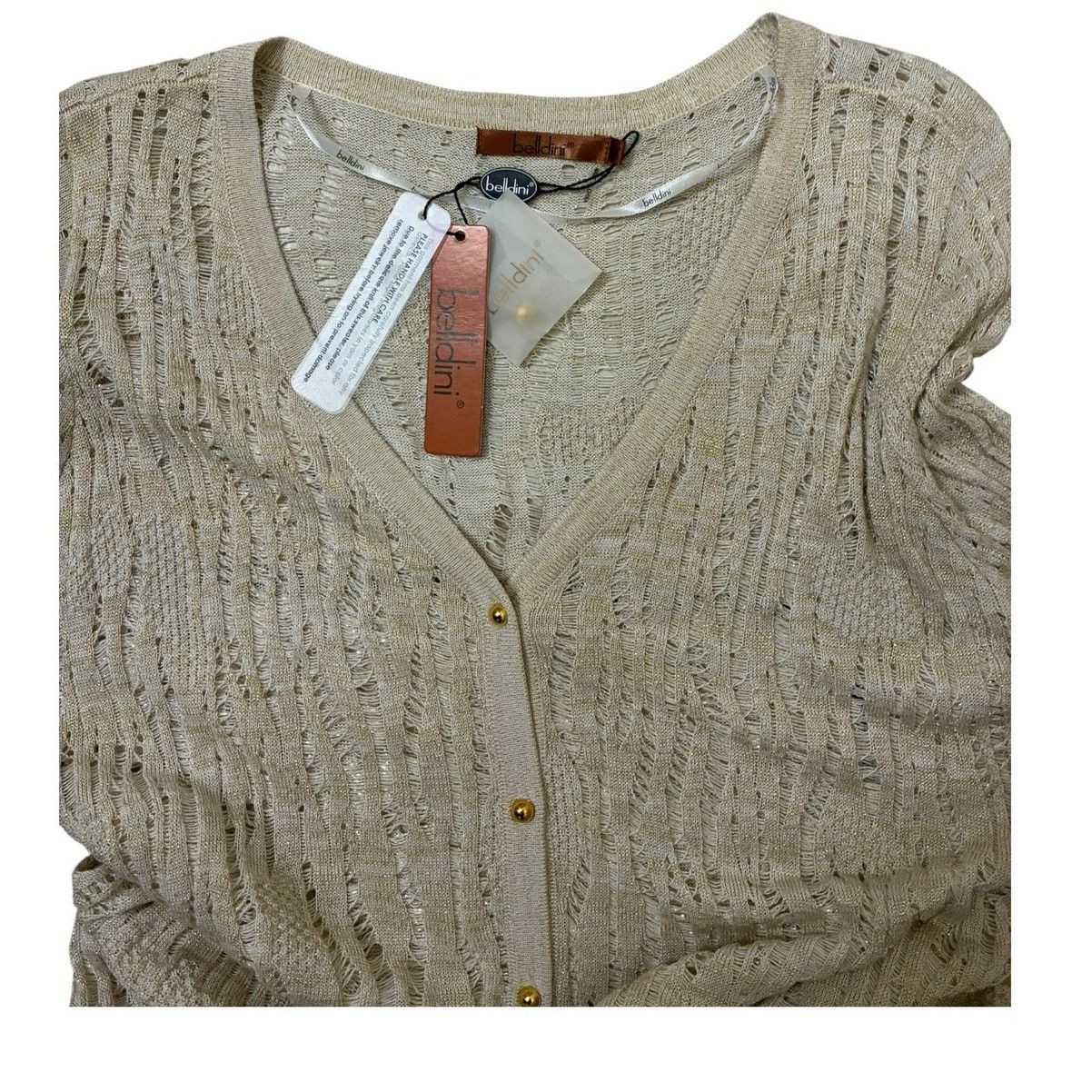 Other Belldini Pointelle knit cardigan sweater with gold thread Size XL / US 12-14 / IT 48-50 - 6 Thumbnail