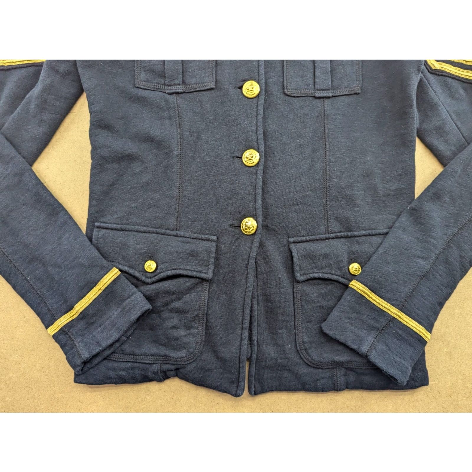 Vintage VINTAGE Polo Jeans Company Blazer Jacket Womens Medium Black Coat Long Sleeve Chevron Military Button Jacket Athletic Fit Formal Adult Women Size 32" / US 10 / IT 46 - 4 Thumbnail