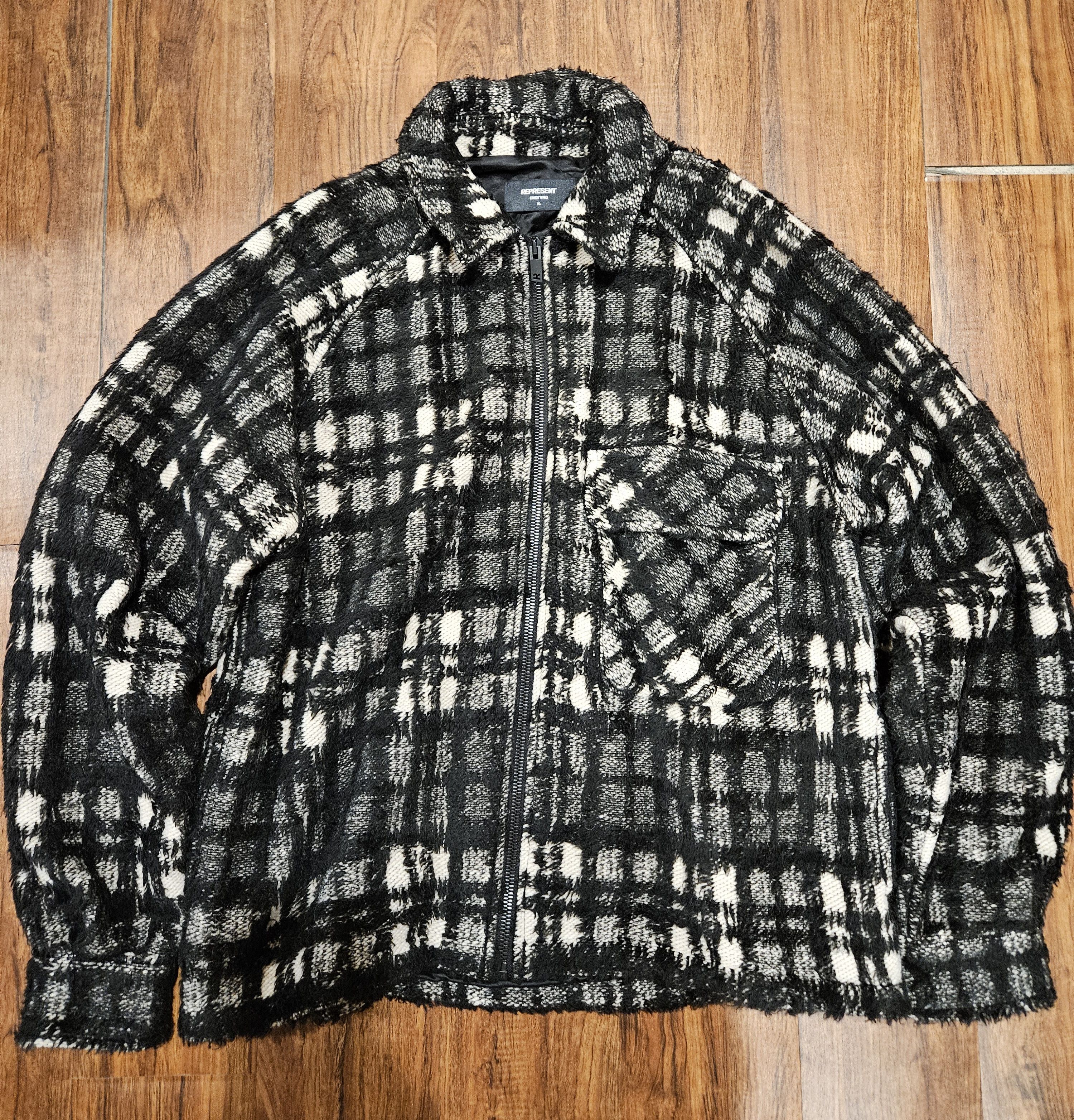 image of Represent Clo Work Shirt Flannel in Black/White, Men's (Size XL)