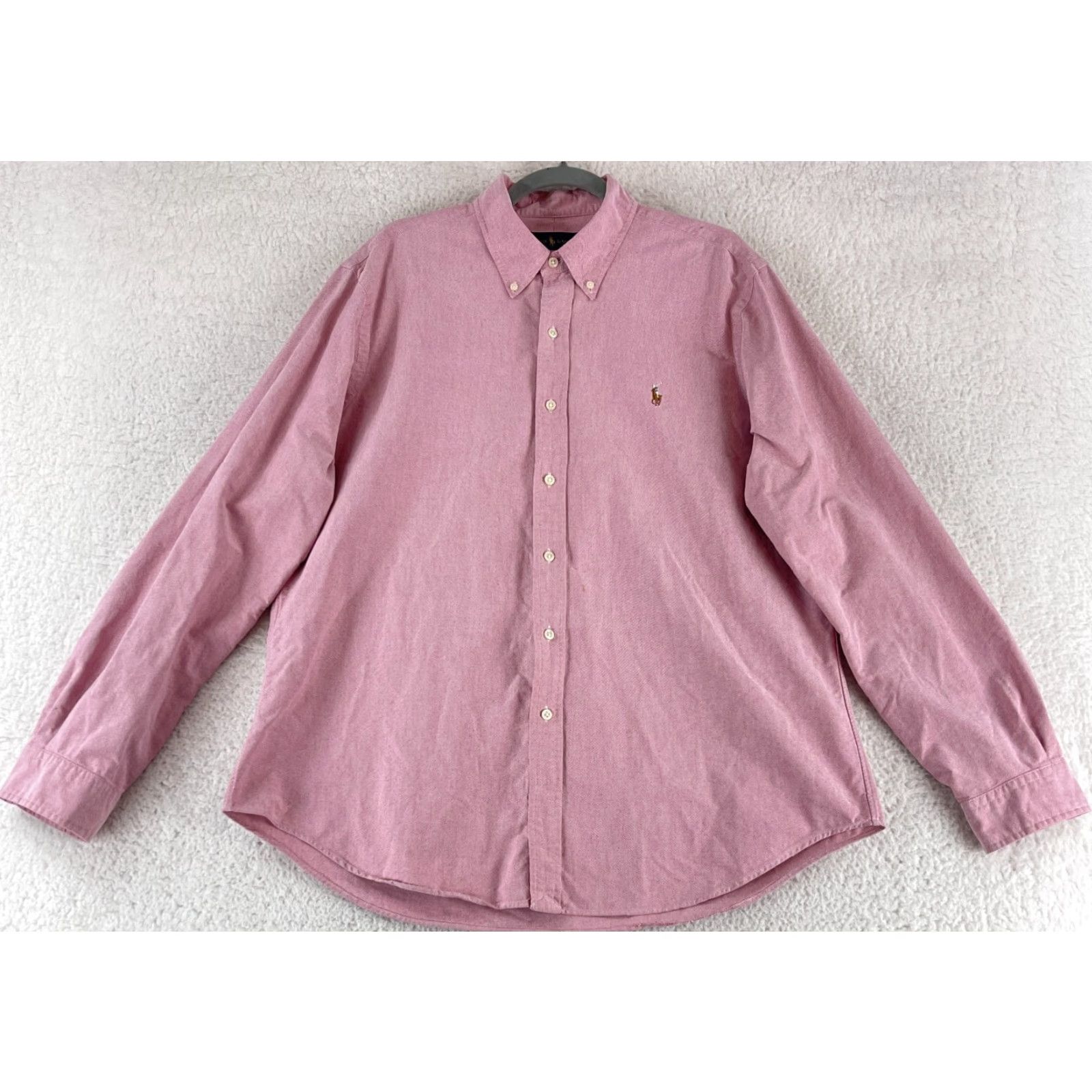 Ralph Lauren Ralph Lauren Button-Down Dress Shirt Mens XL Red Long Sleeve 100% Cotton Size 46R - 2 Thumbnail