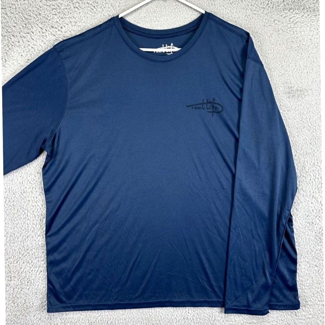 Alife Reel Life Fishing Shirt Adult 2X Big Blue Long Sleeve Fisherman Outdoor Mens Size US XXL / EU 58 / 5 - 3 Thumbnail