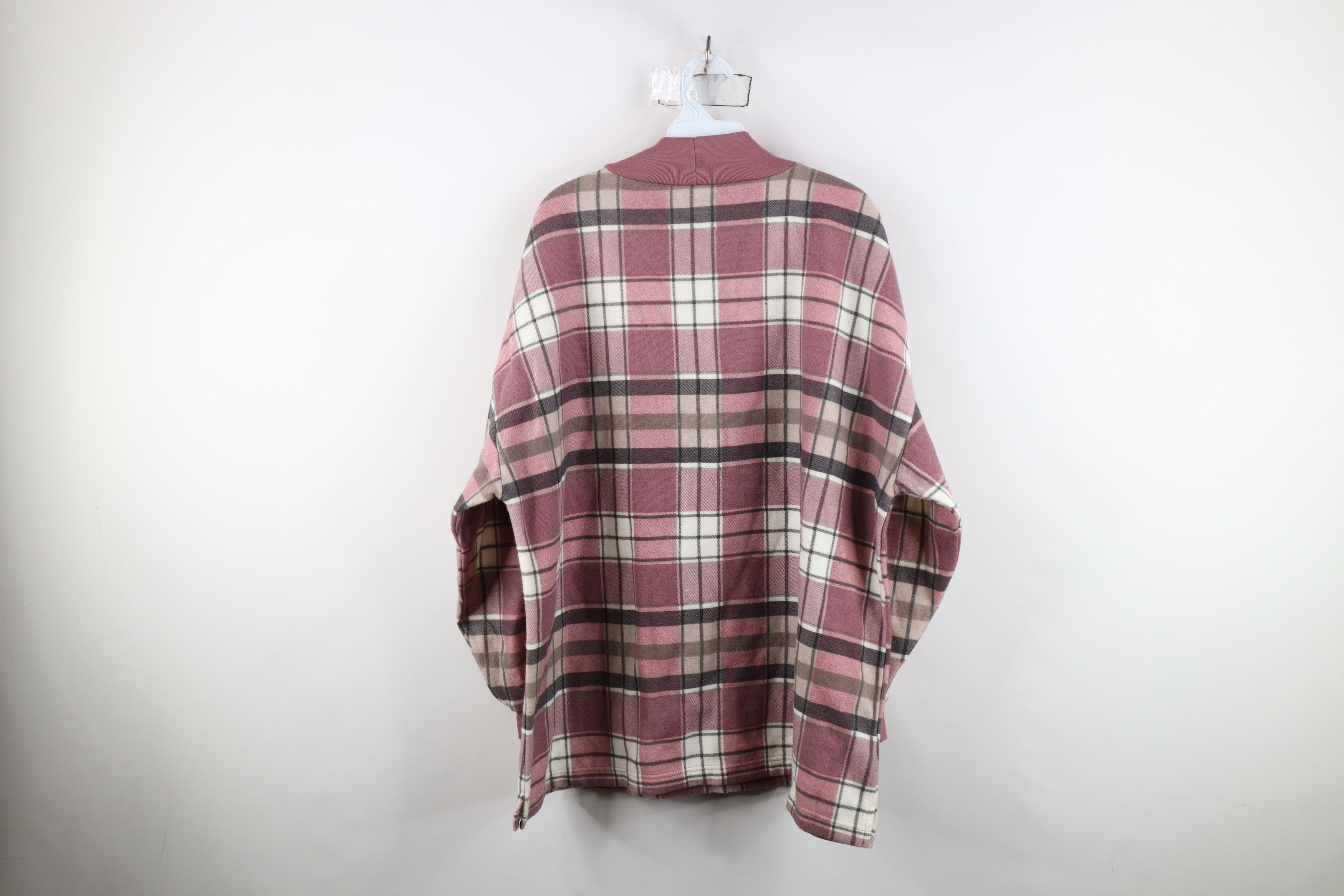 Vintage Vintage 90s Streetwear Mock Neck Sweatshirt Pink Plaid Size 3XL / US 20-22 - 9 Thumbnail