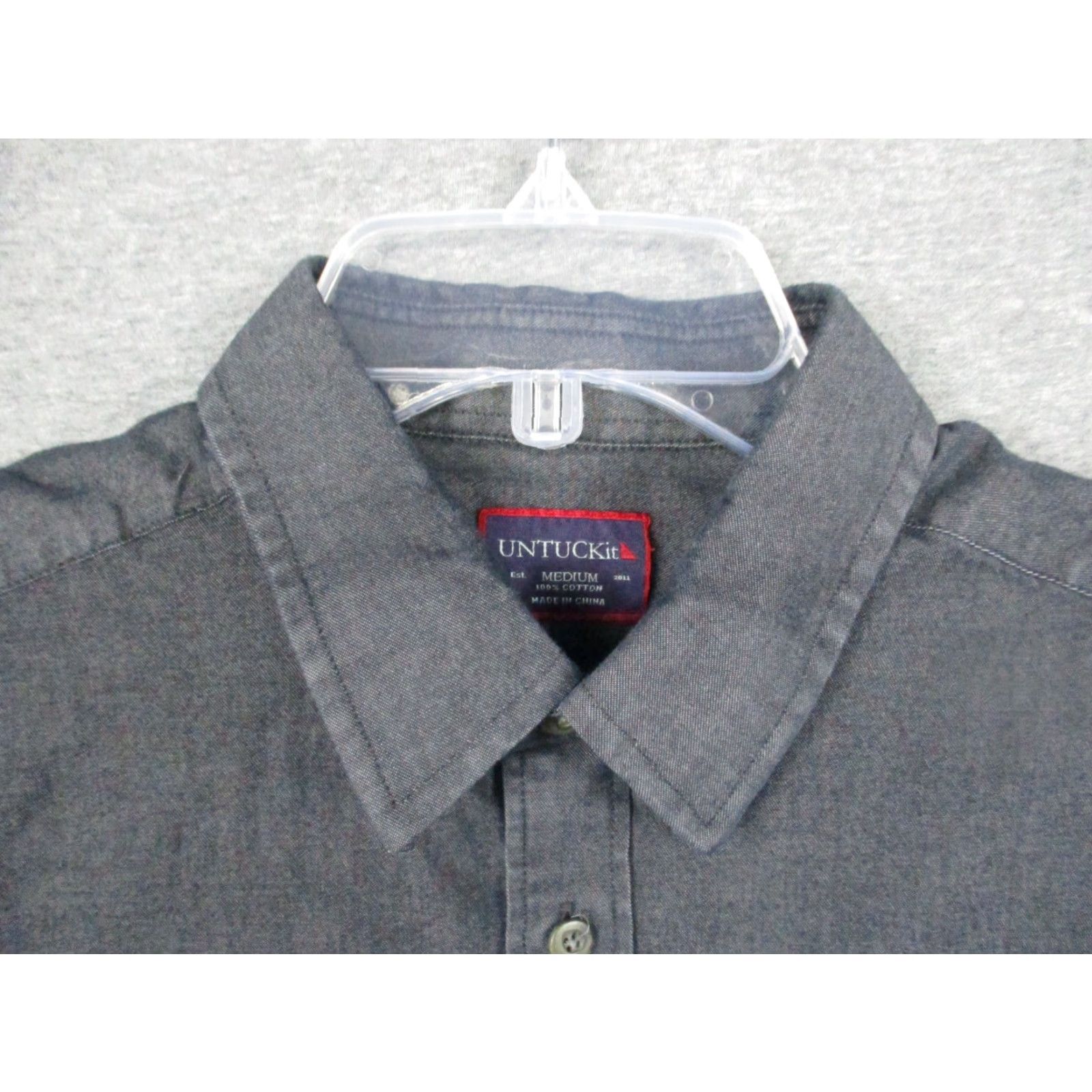UNTUCKit UNTUCKit Shirt Mens Button-Down Gray Heathered Cotton Long Sleeve Medium Size US L / EU 52-54 / 3 - 3 Thumbnail