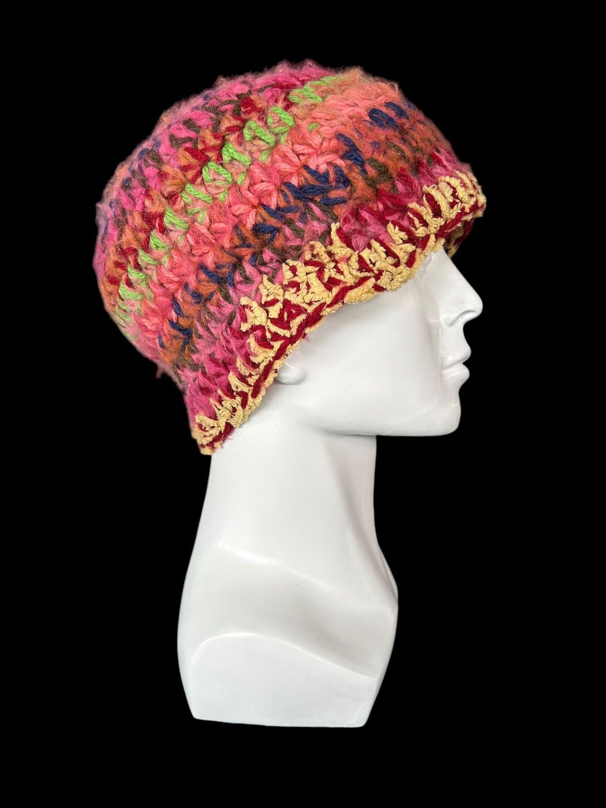 Japanese Brand × Kapital × Vintage Crochet Knitted handmade hairy big Beanie Hats ☠️☠️ Size ONE SIZE - 3 Thumbnail