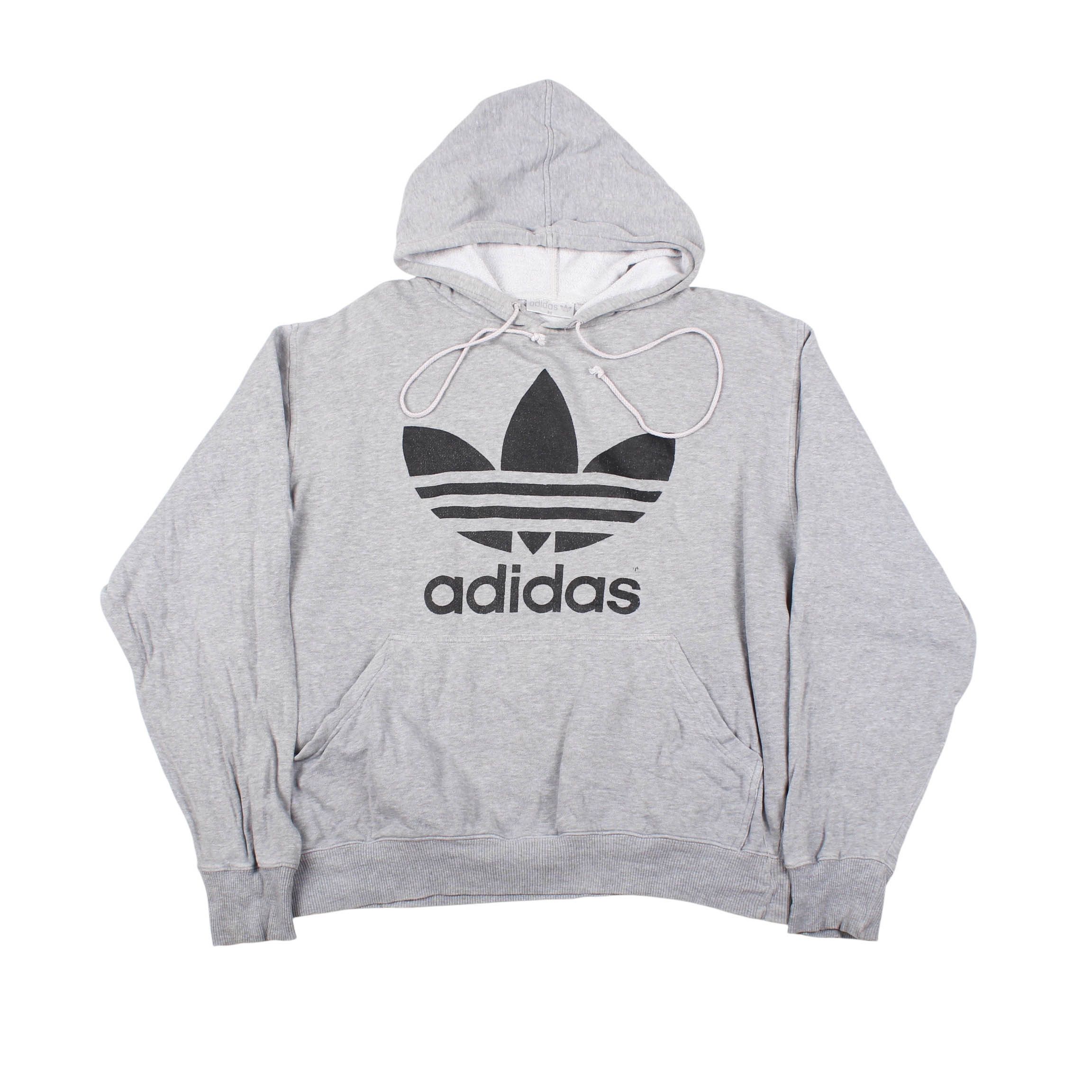 Adidas Vintage Adidas Hoodie Big Trefoil Logo Grey 90s Size US M / EU 48-50 / 2 - 1 Thumbnail