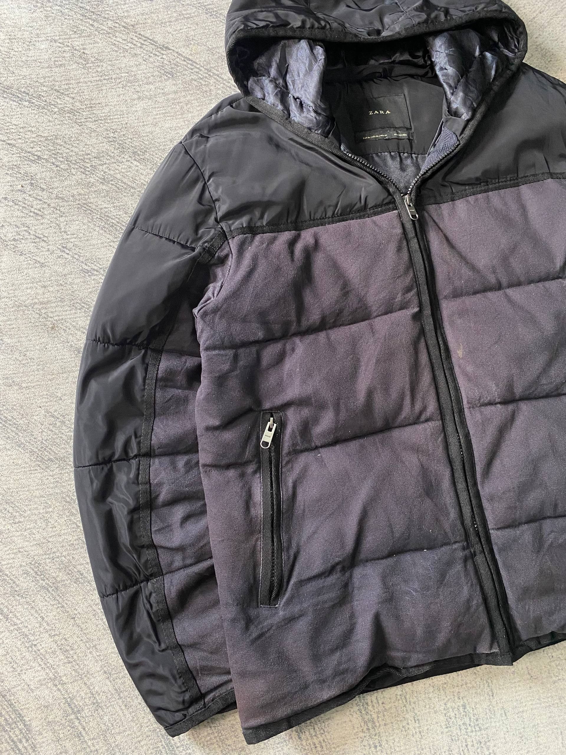 Zara Zara Man Denim Puffer Jacket Navy Black Size US XL / EU 56 / 4 - 3 Thumbnail
