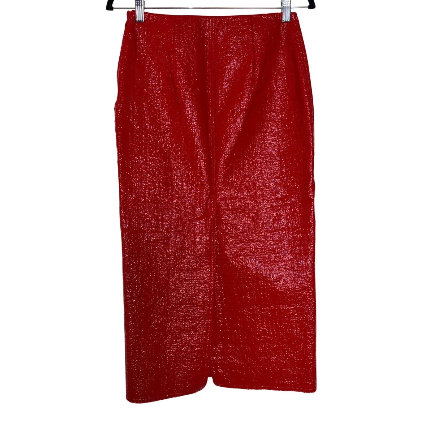 St. John AW22 St. John Red Leather Pencil Skirt Size 26" / US 2 / IT 38 - 2 Thumbnail