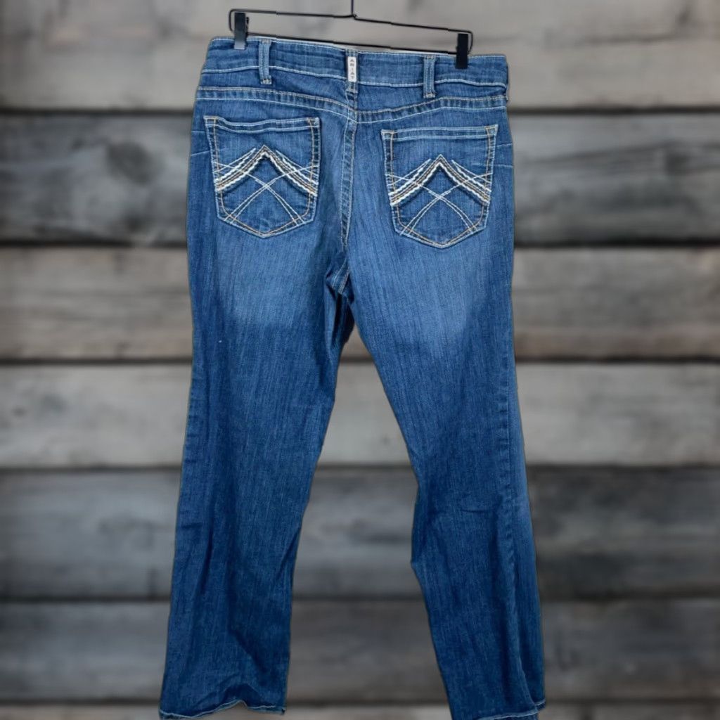 Ariat Ariat Bootcut Jeans Women's 34R Blue Denim Whipstitch 5-Pocket Stretch Mid Rise Regular Inseam 32" Adult Womens 36 x 32 Size 24" / US 00 / IT 34 - 1 Thumbnail