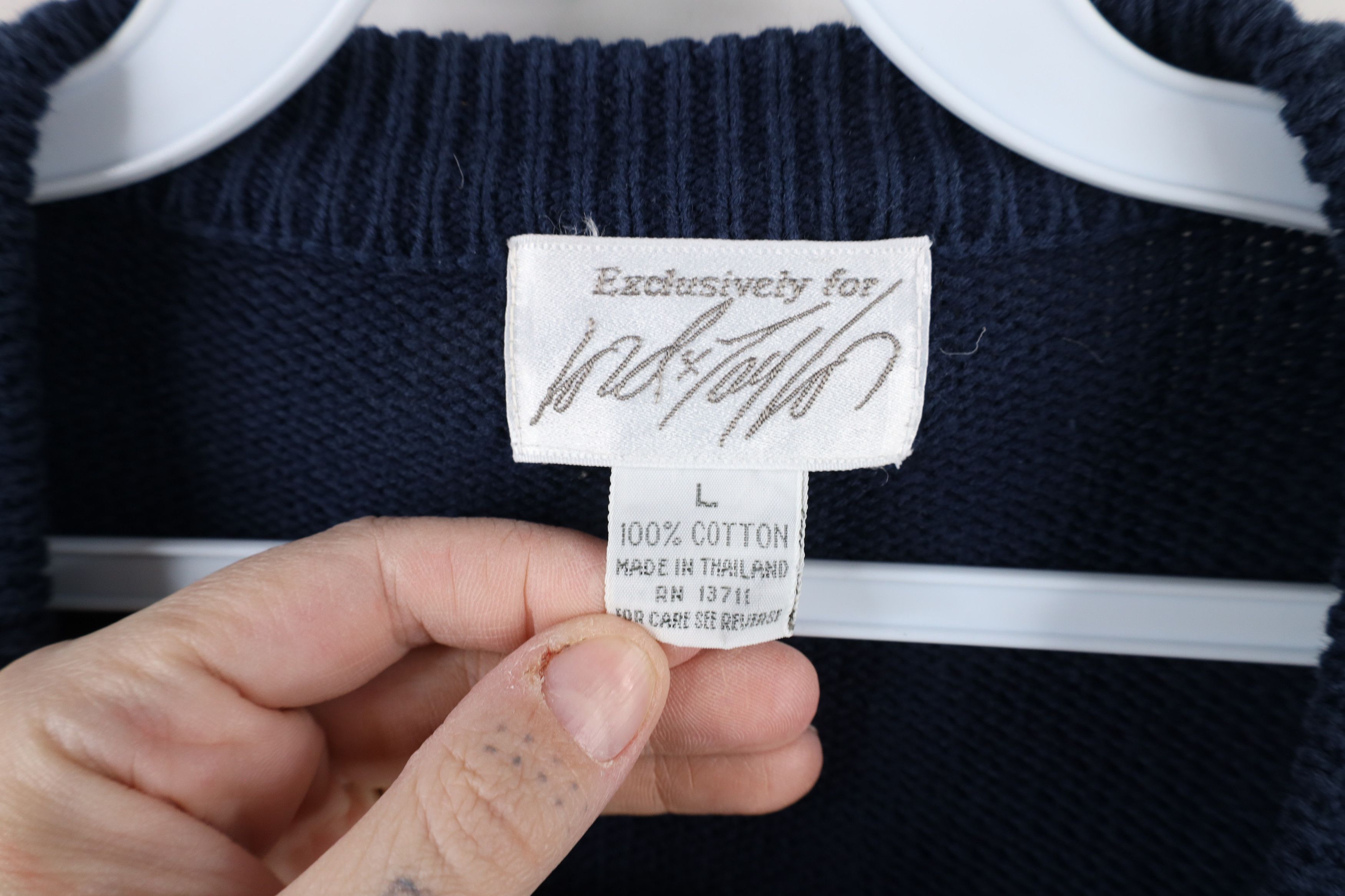 Vintage Vintage 90s Streetwear Cotton Knit Cardigan Sweater Blue Size L / US 10 / IT 46 - 6 Thumbnail
