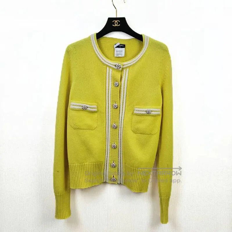 Chanel Yellow Cashmere Cardigan for Women .